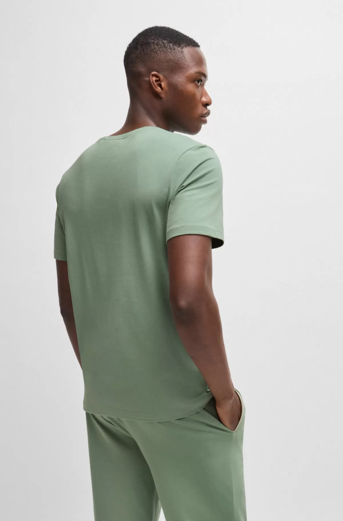 HUGO BOSS T-shirt Med Regular Fit Lavet Af Bomuld Med Stræk Og Med Broderet Logo Lysegrøn Clearance
