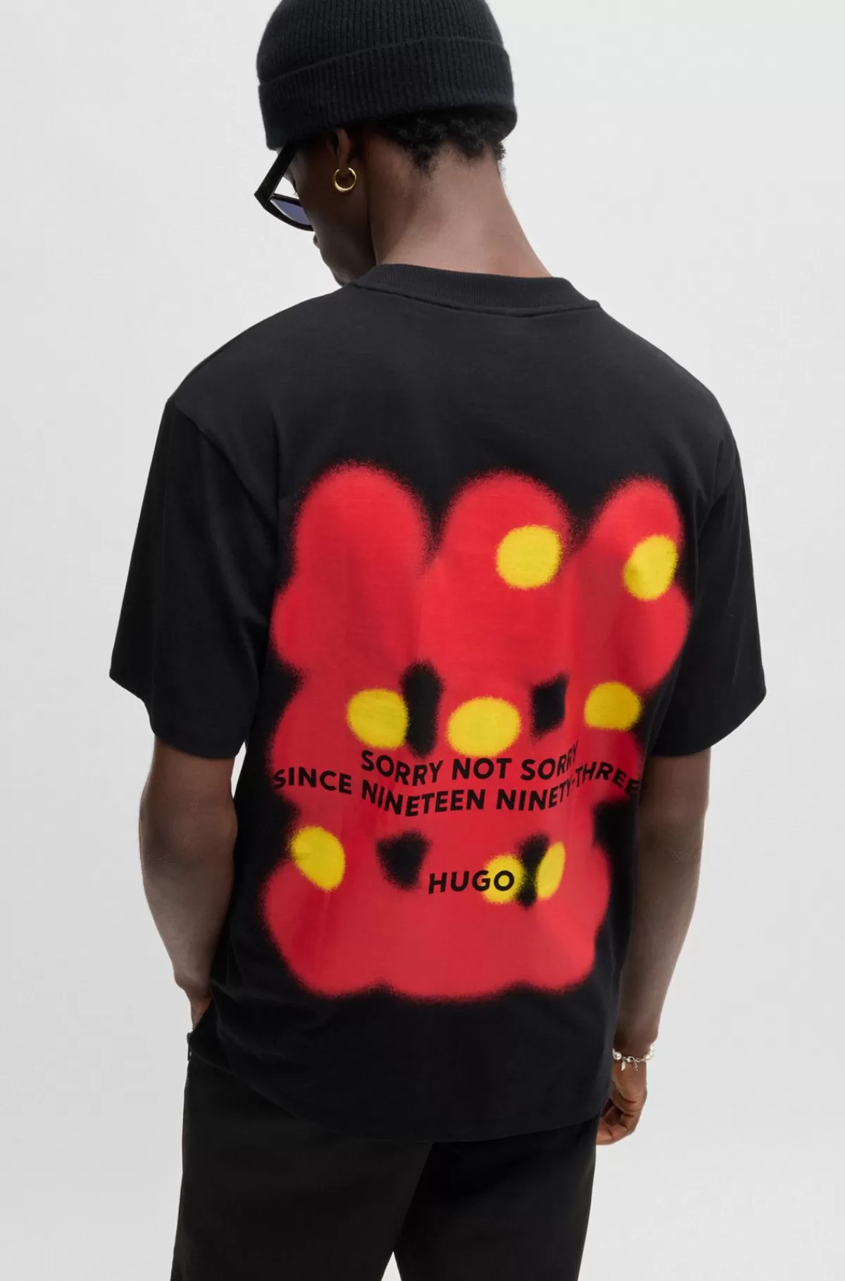 HUGO BOSS T-shirt Med Relaxed Fit Af Bomuldsjersey Og Med Et Print Med En And Sort Best