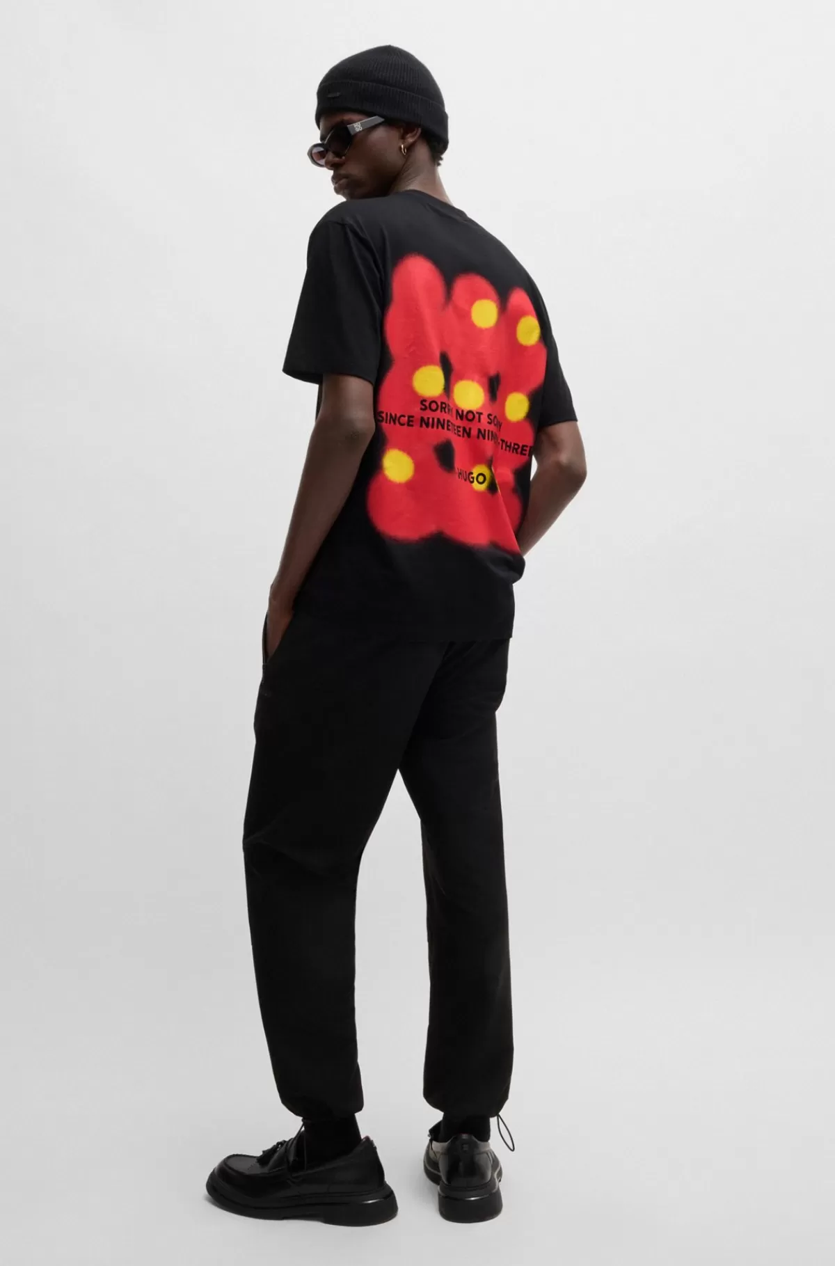 HUGO BOSS T-shirt Med Relaxed Fit Af Bomuldsjersey Og Med Et Print Med En And Sort Best