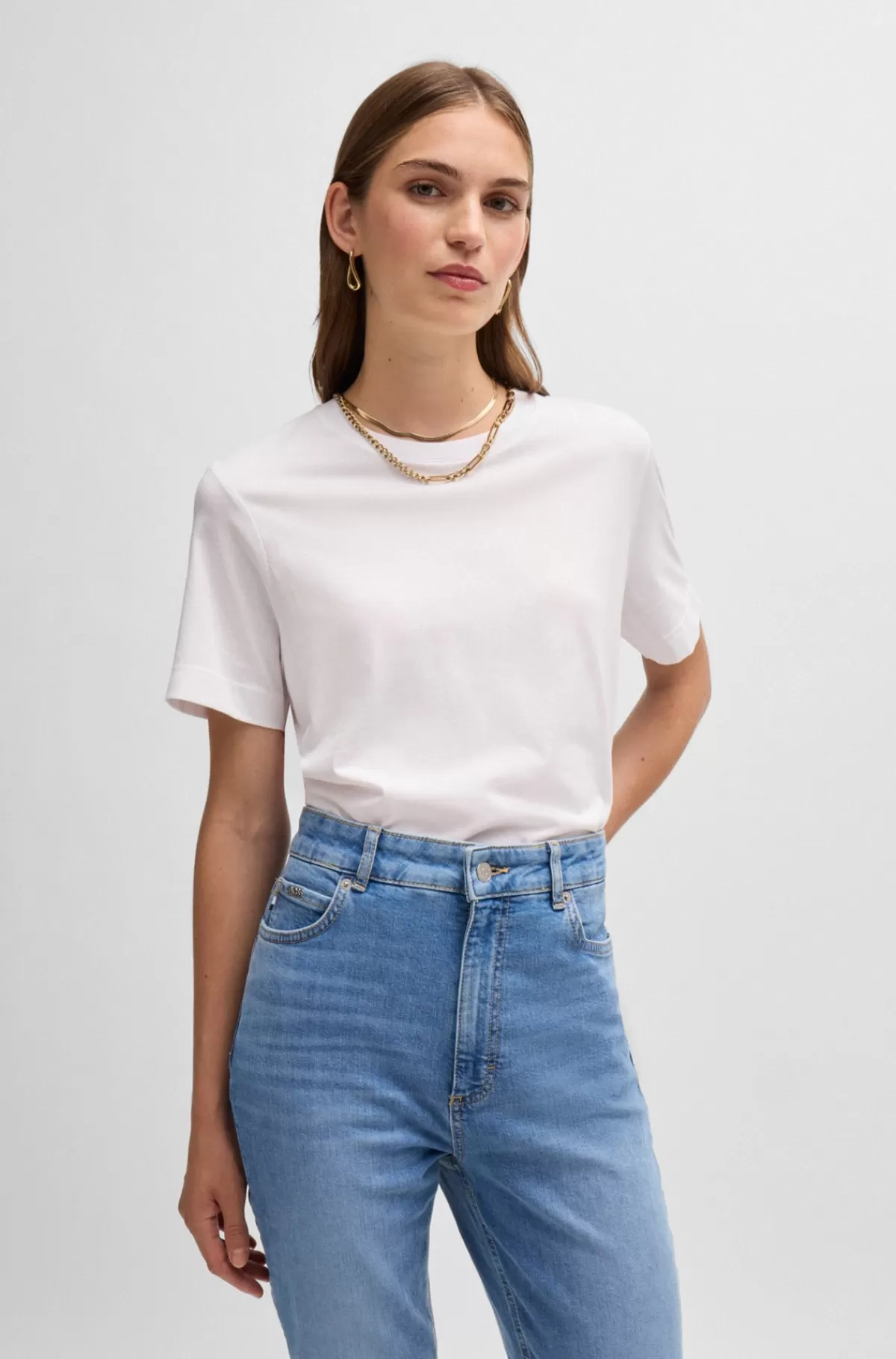 HUGO BOSS T-shirt Med Relaxed Fit I Bomuldsjersey Hvid Best