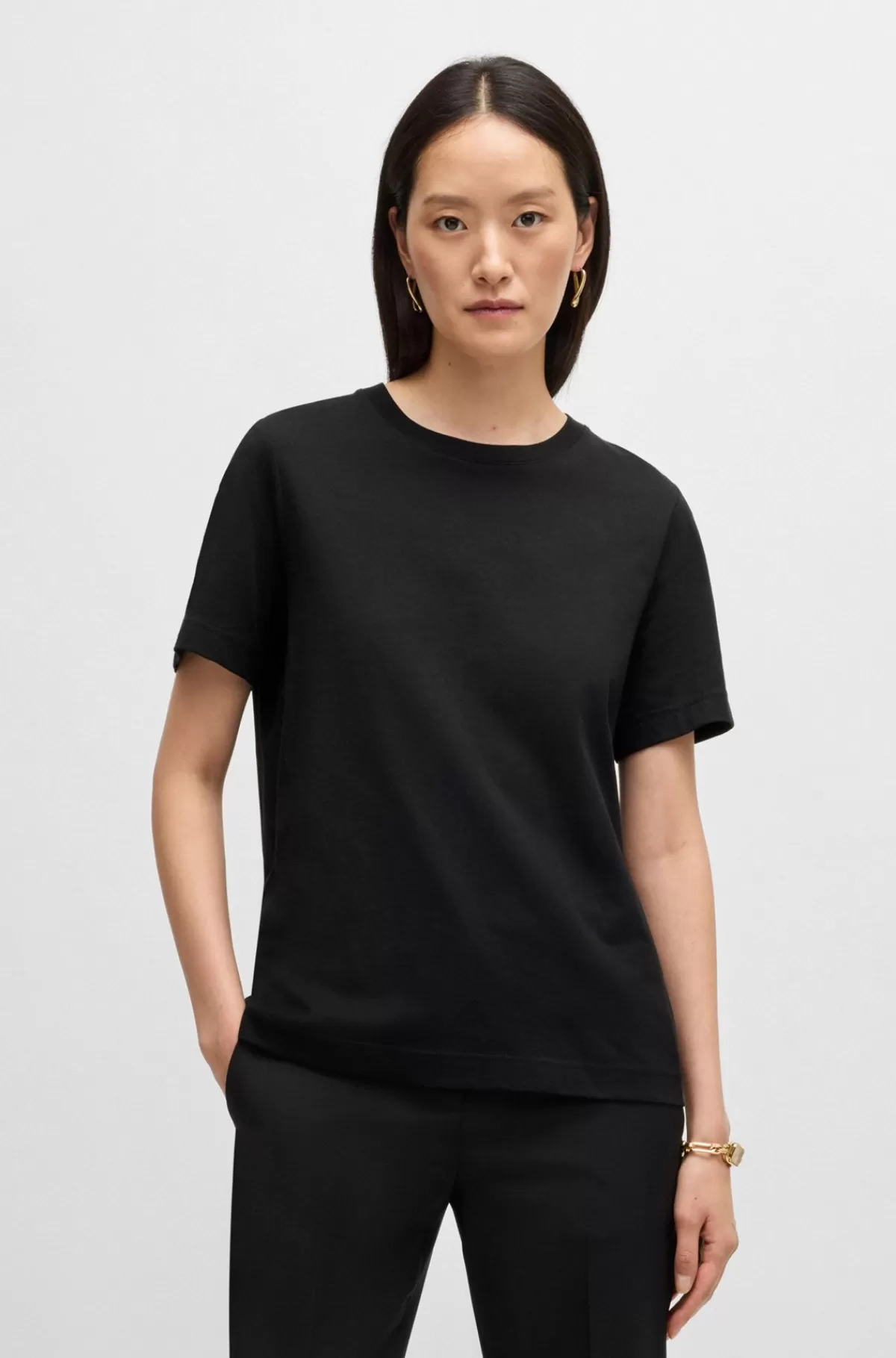 HUGO BOSS T-shirt Med Relaxed Fit I Bomuldsjersey Sort Clearance