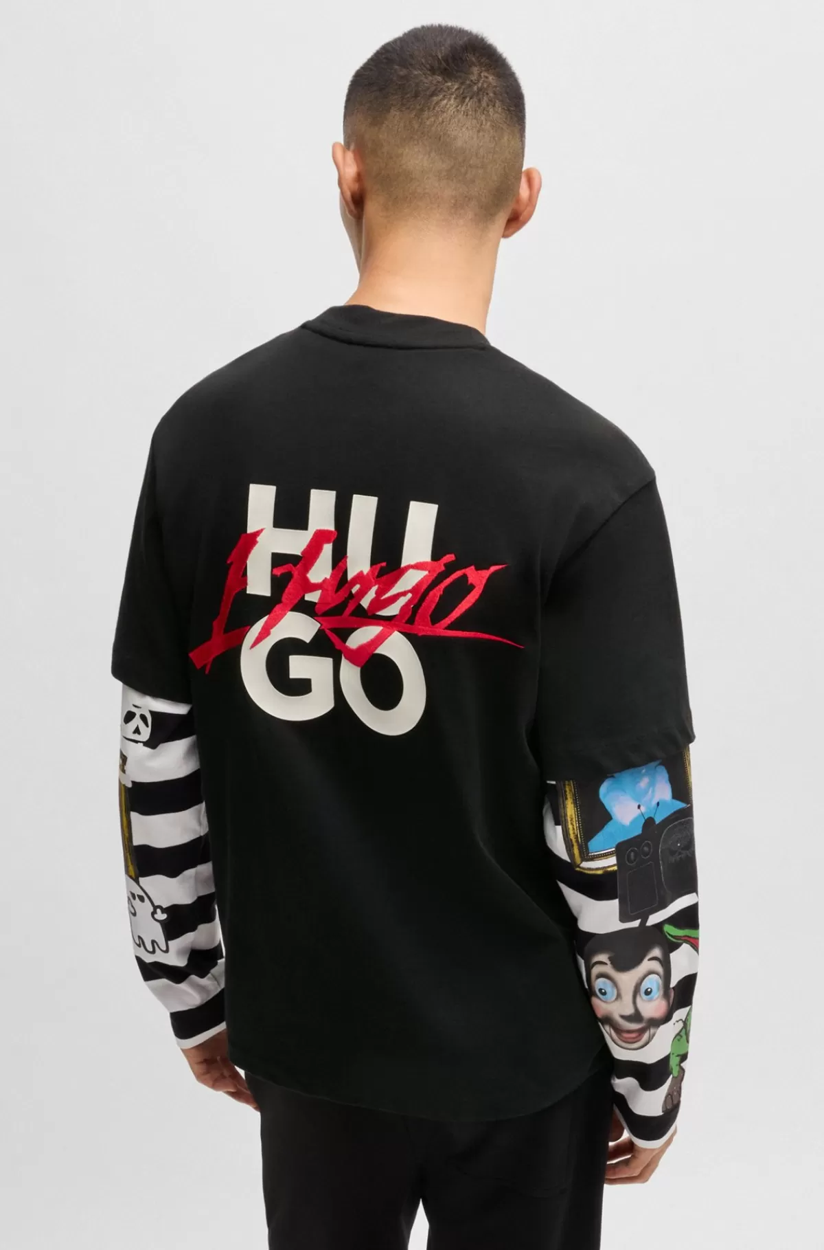 HUGO BOSS T-shirt Med Relaxed Fit I Bomuldsjersey Med Logoprint Sort Fashion