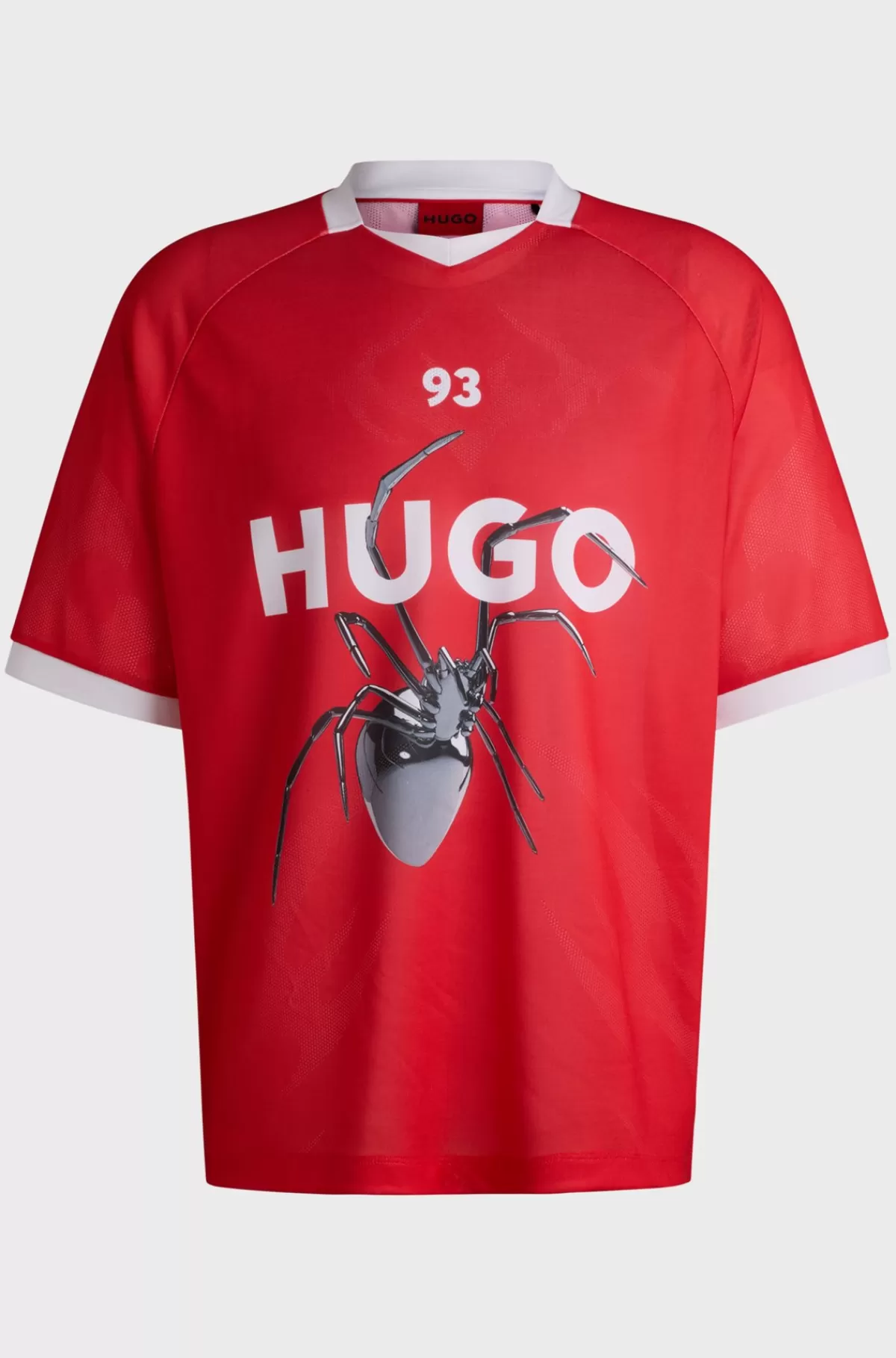 HUGO BOSS T-shirt Med Relaxed Fit I Sporty Mesh Med Sæsonbetonet Print Rød New