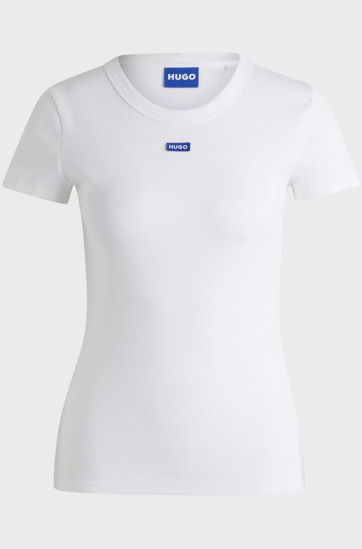 HUGO BOSS T-shirt Med Slim Fit I Bomuld Med Stræk Og Med Logomærkat Hvid Online