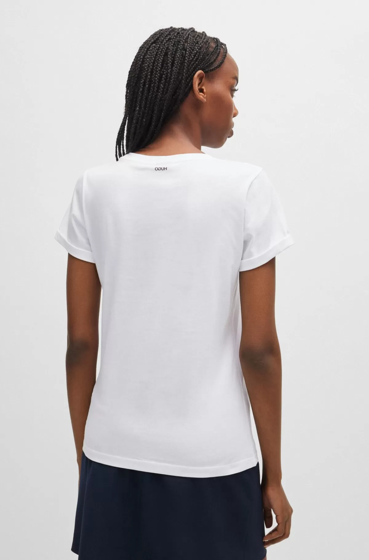 HUGO BOSS T-shirt Med Slim Fit I Bomuldsjersey Med Logoprint Hvid Hot