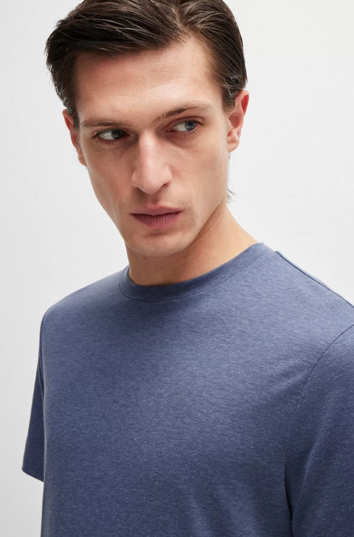 HUGO BOSS T-shirt Med Slim Fit I Performance-stof Mørkeblå Outlet