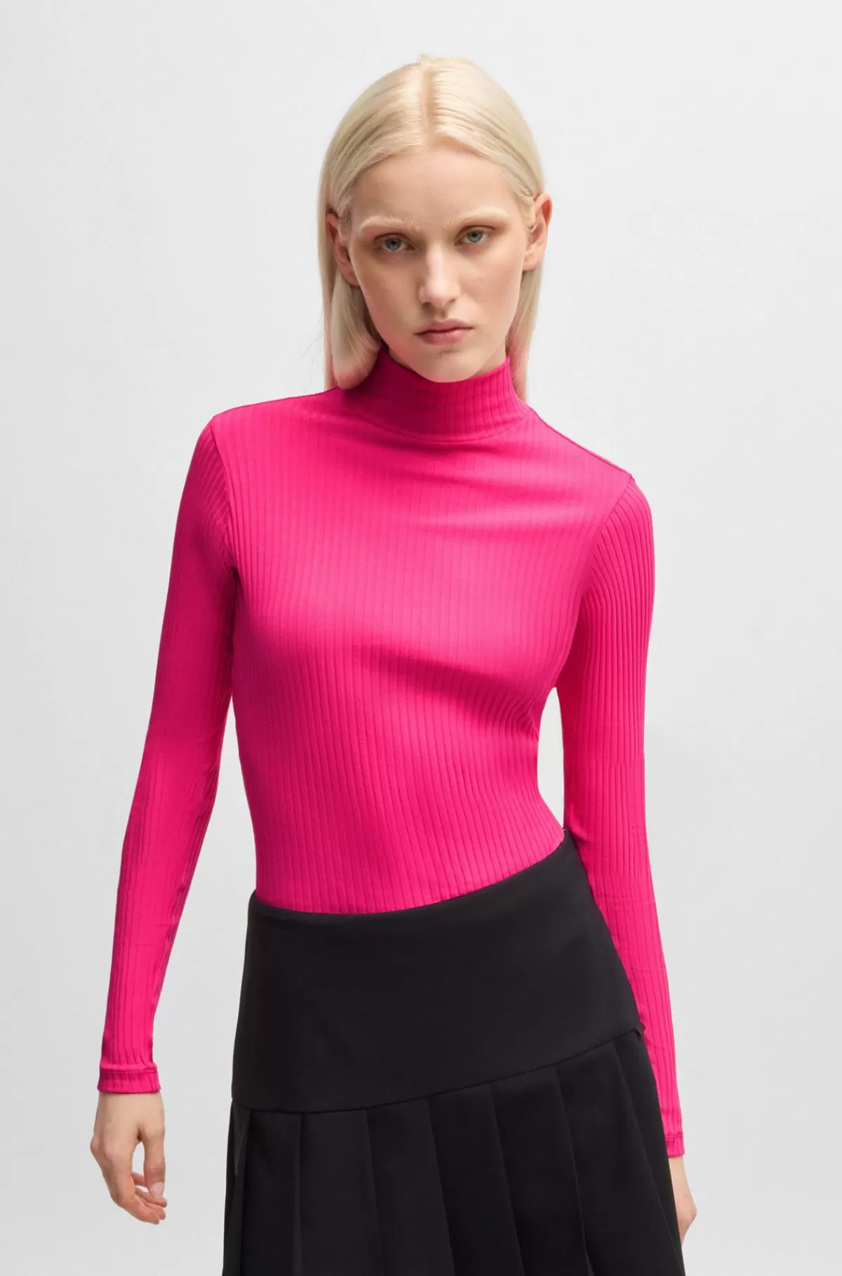 HUGO BOSS T-shirt Med Slim Fit Og Logoprint I Bomuld Med Stræk Pink Cheap