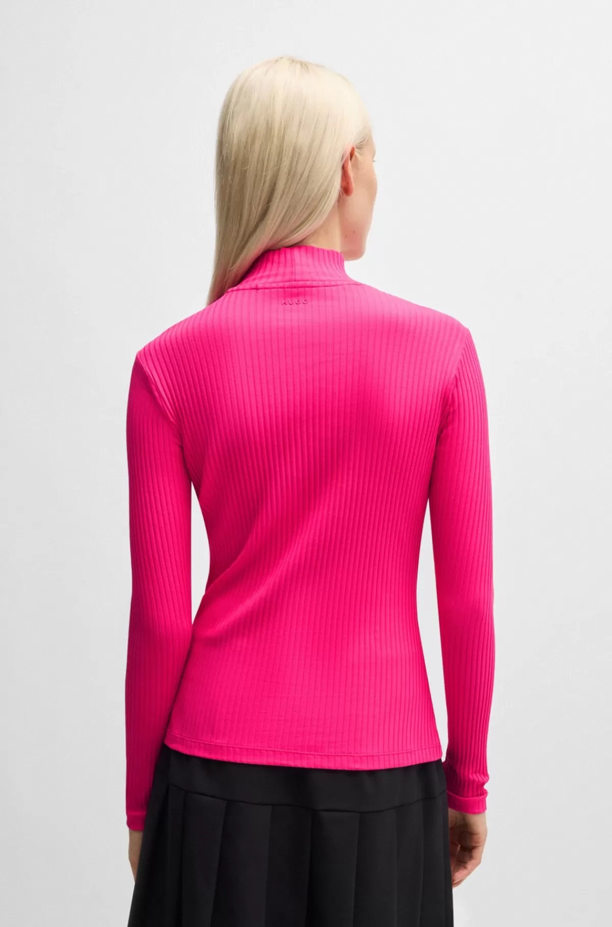 HUGO BOSS T-shirt Med Slim Fit Og Logoprint I Bomuld Med Stræk Pink Cheap