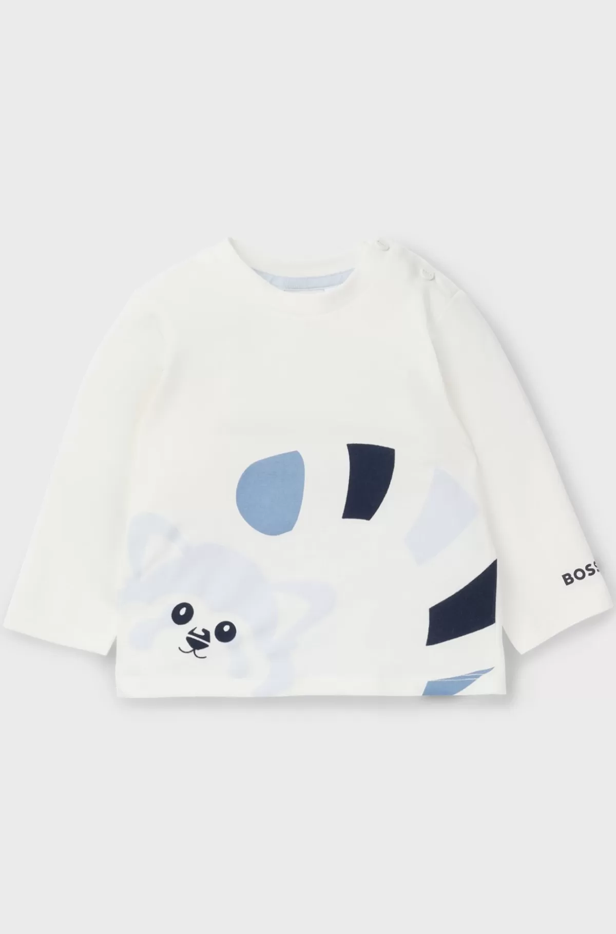 HUGO BOSS T-shirt Til Babyer I Bomuld Med Stræk Og Rød Panda-motiv Hvid New