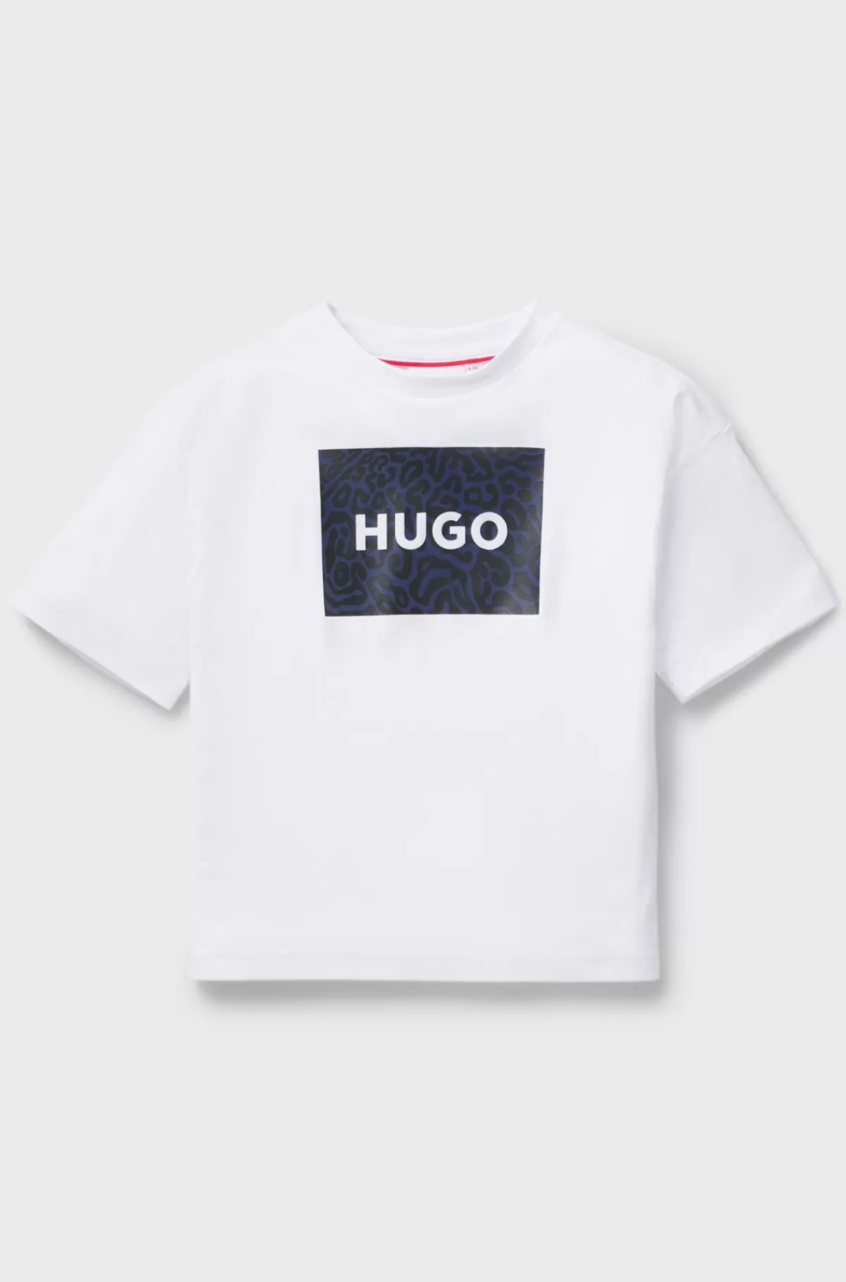 HUGO BOSS T-shirt Til Børn Af Bomuld Med Firkantet Logo Med Dyreprint Mønstret Hot