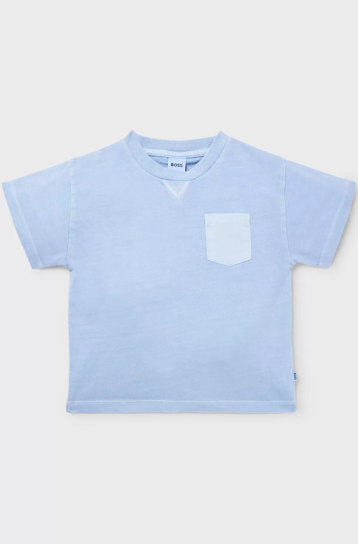 HUGO BOSS T-shirt Til Børn I Bomuld Med Broderet Logo Og Falmet Effekt Lyseblå Fashion