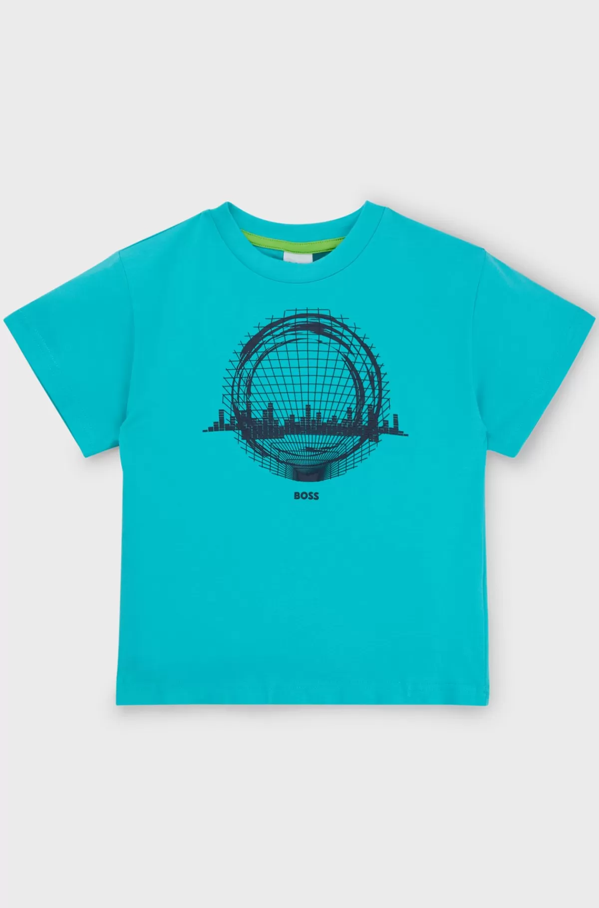 HUGO BOSS T-shirt Til Børn I Bomuld Med Loose Fit Og årstidens Print Turkis Sale