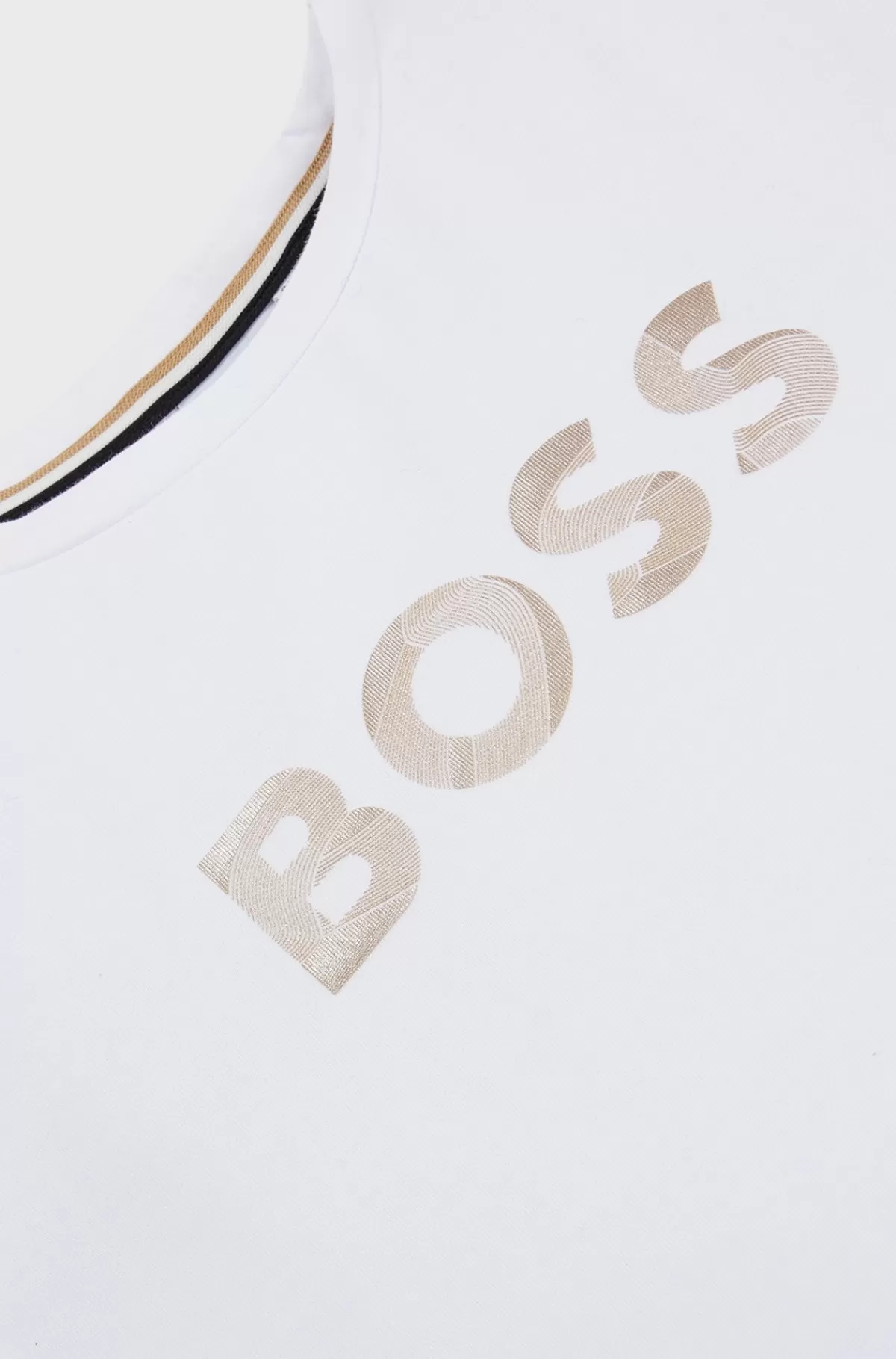 HUGO BOSS T-shirt Til Børn I Bomuld Med Stræk Med Metallisk Logoprint Hvid Shop