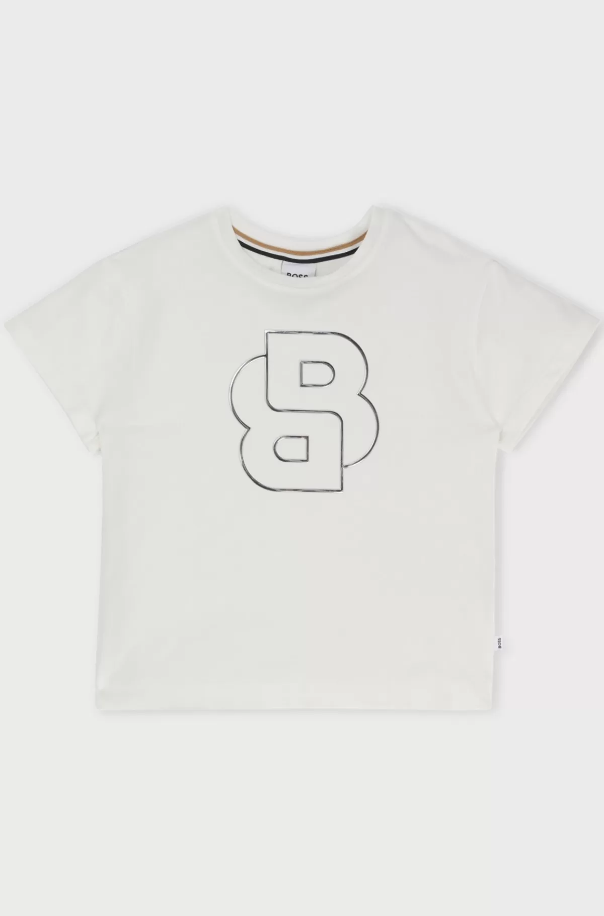 HUGO BOSS T-shirt Til Børn I Bomuld Med Stræk Og Dobbelt B-monogram Hvid Fashion