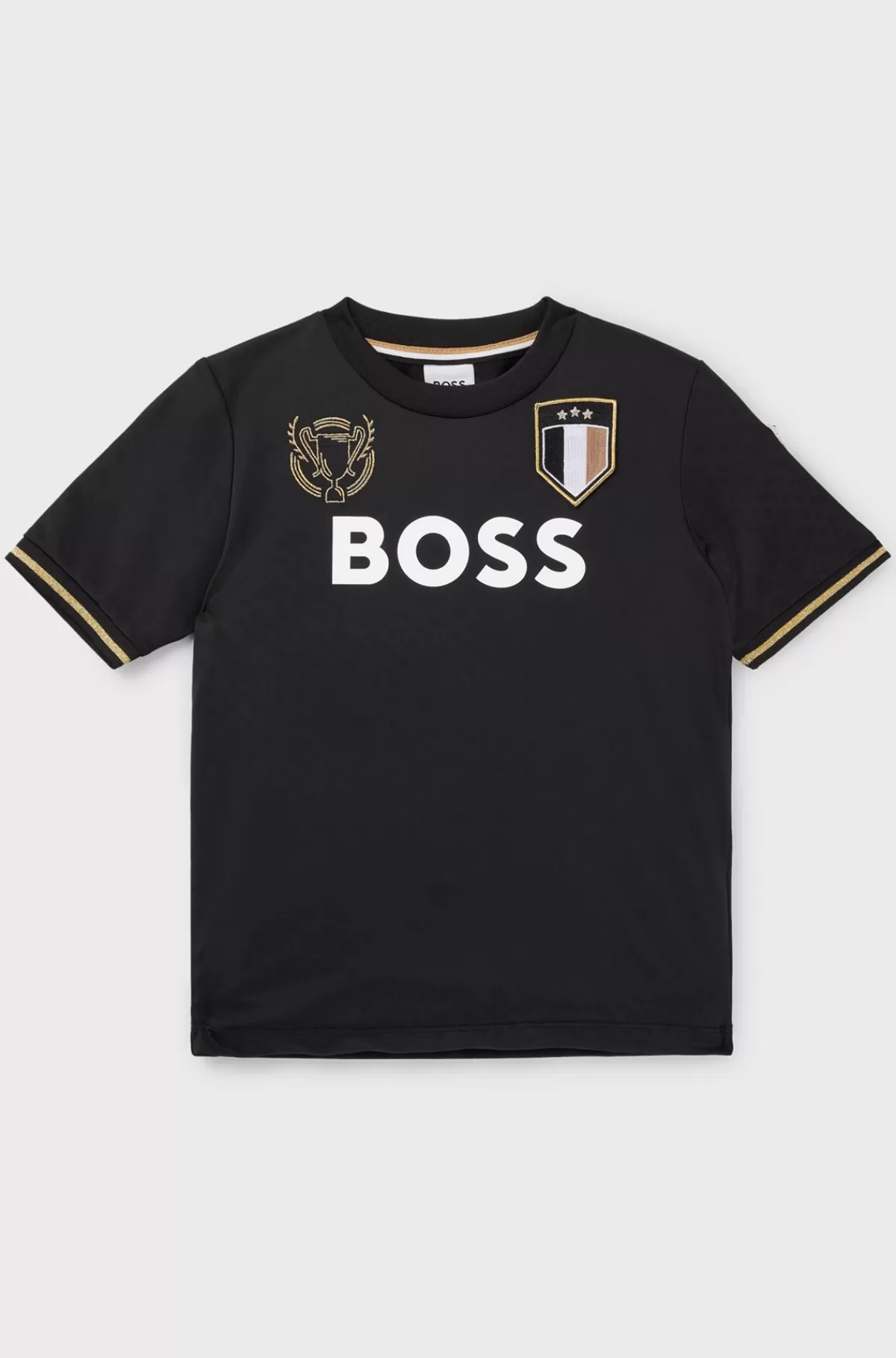 HUGO BOSS T-shirt Til Børn I Stof Med Stræk Og Broderede Lapper Sort Best Sale