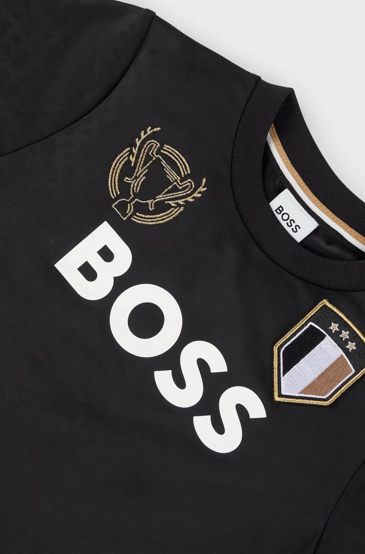 HUGO BOSS T-shirt Til Børn I Stof Med Stræk Og Broderede Lapper Sort Best Sale