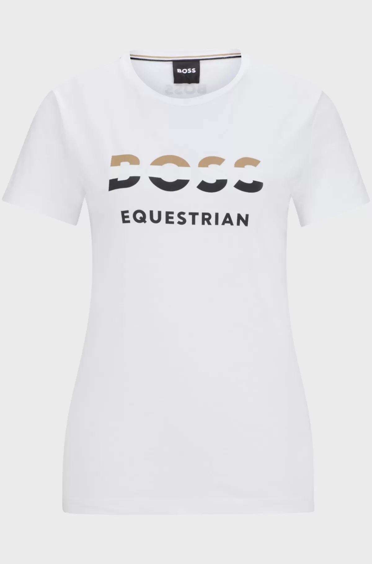 HUGO BOSS T-shirt Til Hestesport I Bomuld Med Stræk Og Logo Hvid Fashion