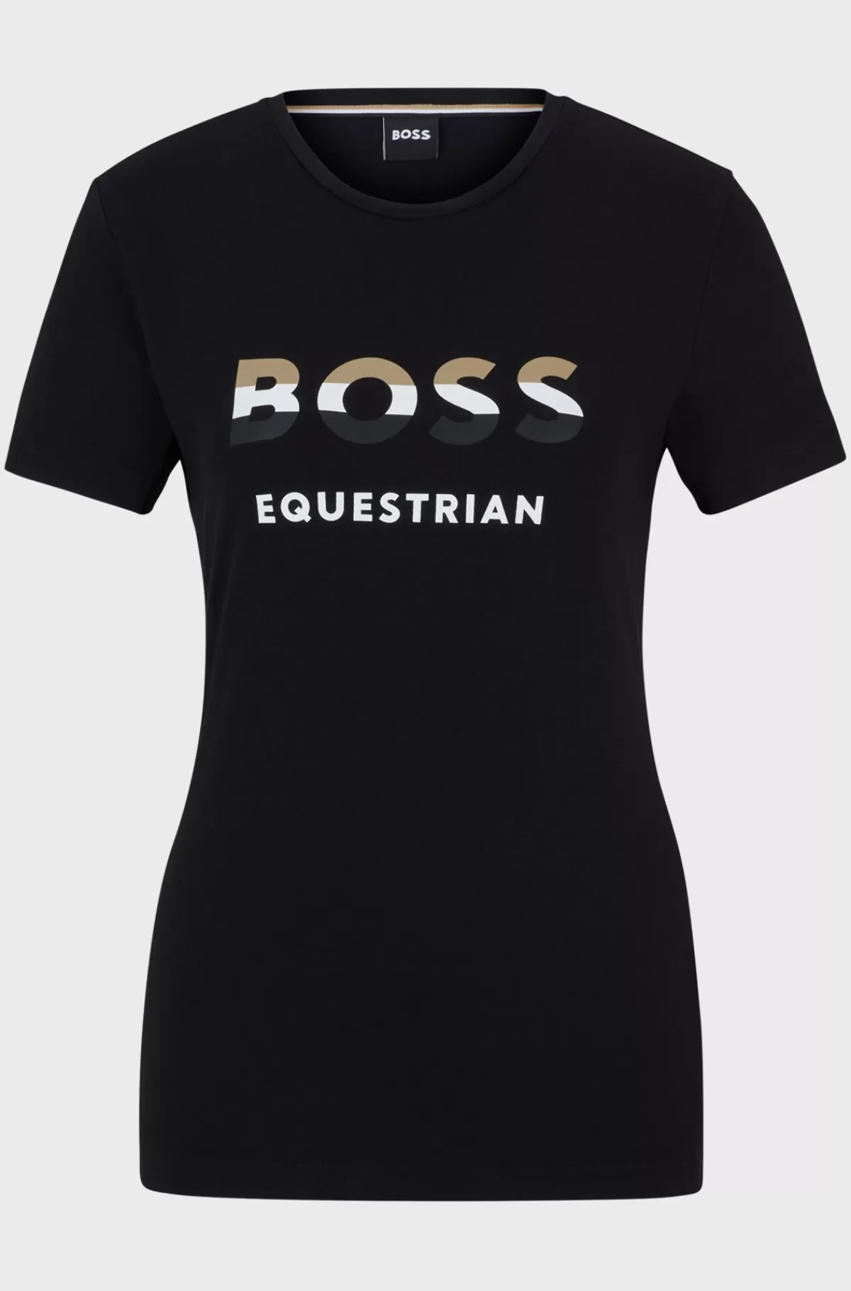HUGO BOSS T-shirt Til Hestesport I Bomuld Med Stræk Og Logo Sort Cheap