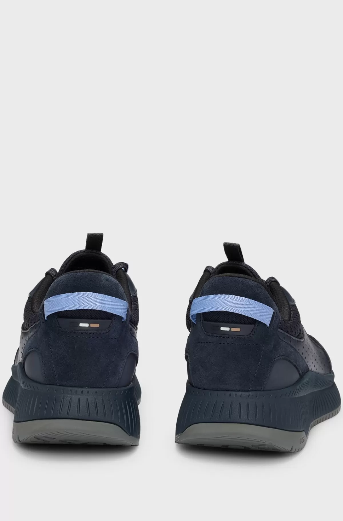 HUGO BOSS TTNM EVO Sneakers I Ruskind, Læder Og Mesh Med Sål Med Fiskebensmønster Mørkeblå Shop