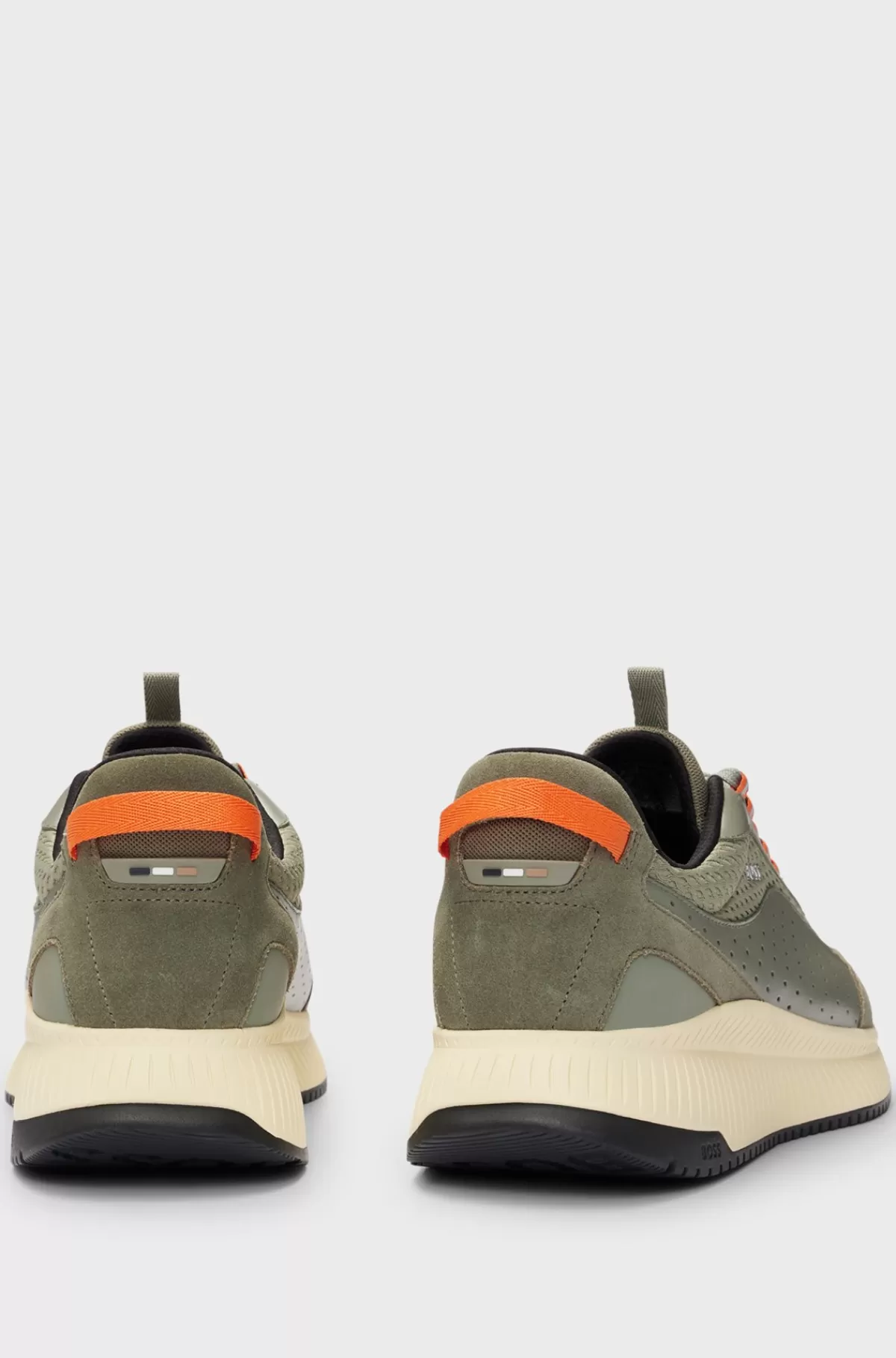 HUGO BOSS TTNM EVO Sneakers I Ruskind, Læder Og Mesh Med Sål Med Fiskebensmønster Lysegrøn New