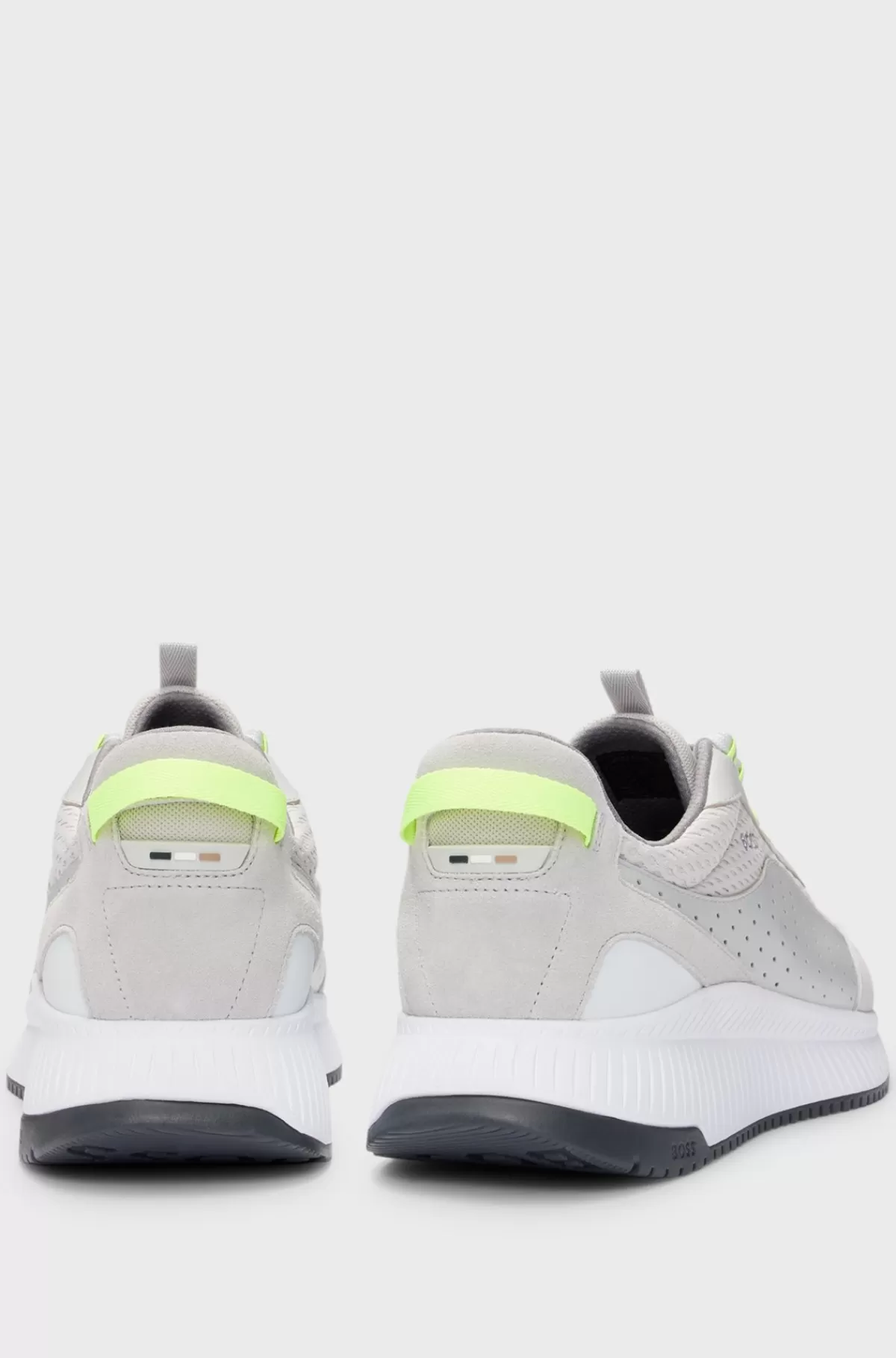 HUGO BOSS TTNM EVO Sneakers I Ruskind, Læder Og Mesh Med Sål Med Fiskebensmønster Lysegrå Online