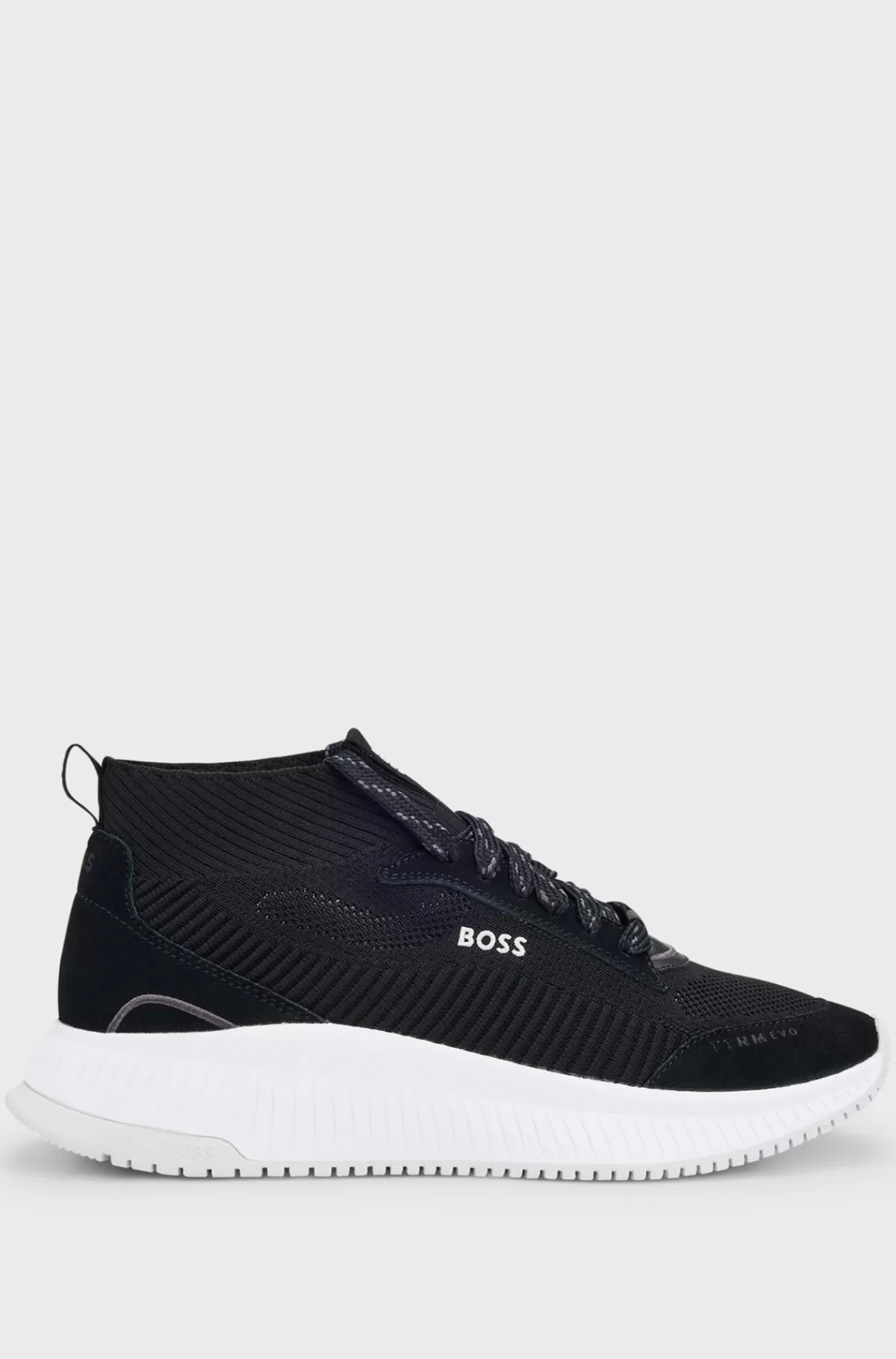 HUGO BOSS TTNM EVO-sneakers Med Mellemhøj Krave Og Strikket Overdel Sort Sale