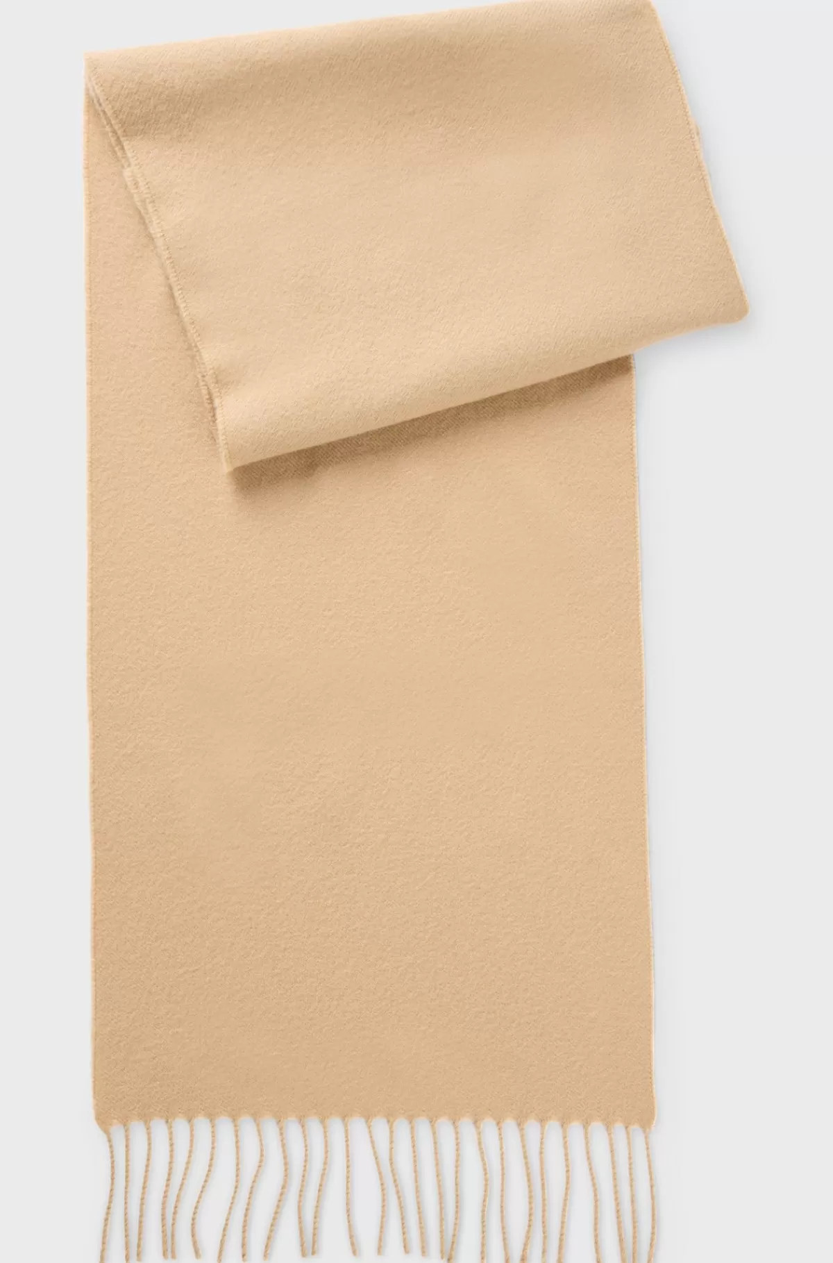HUGO BOSS Uldtørklæde Med Logomærkat Og Snoede Frynser Beige Sale