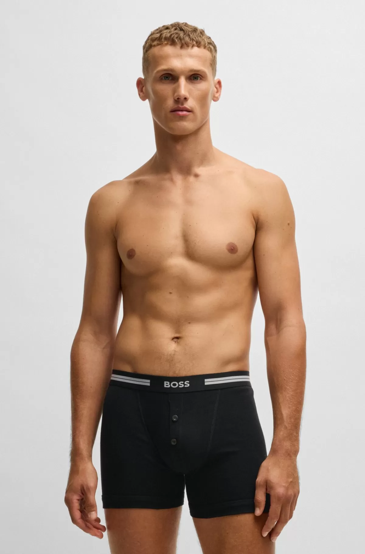 HUGO BOSS Underbukser I Bomuld Med Rib Og Logolinning Sort Best