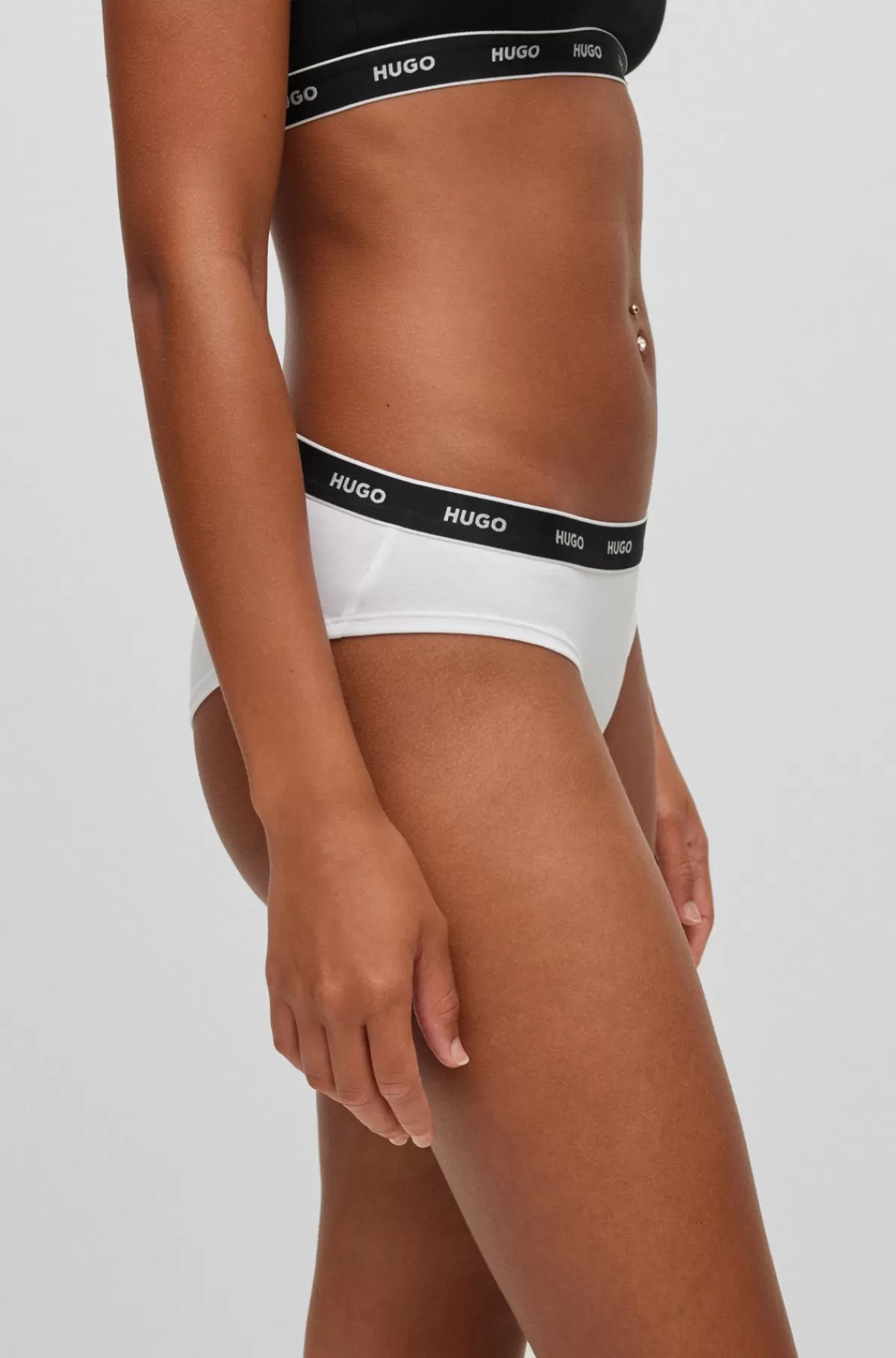 HUGO BOSS Underbukser I Bomuld Med Stræk Og Med Logo På Linningen Hvid Sale