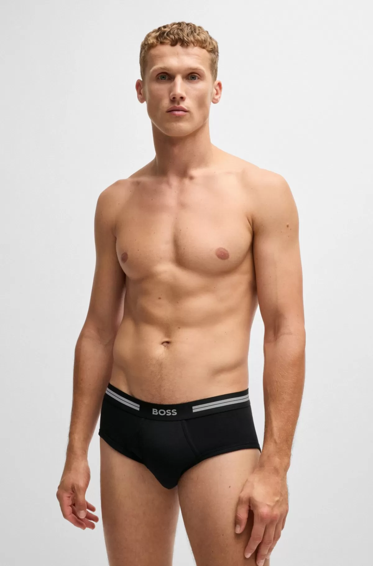 HUGO BOSS Underbukser I Ribbet Bomuld Med Logolinning Sort Online