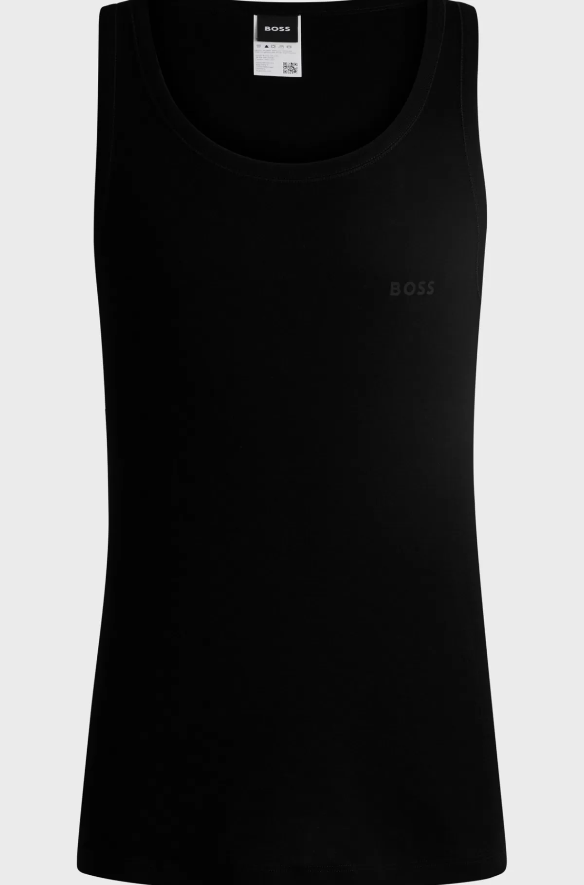 HUGO BOSS Undertøjsvest I Ribbet Bomuld Med Logoprint Sort Discount