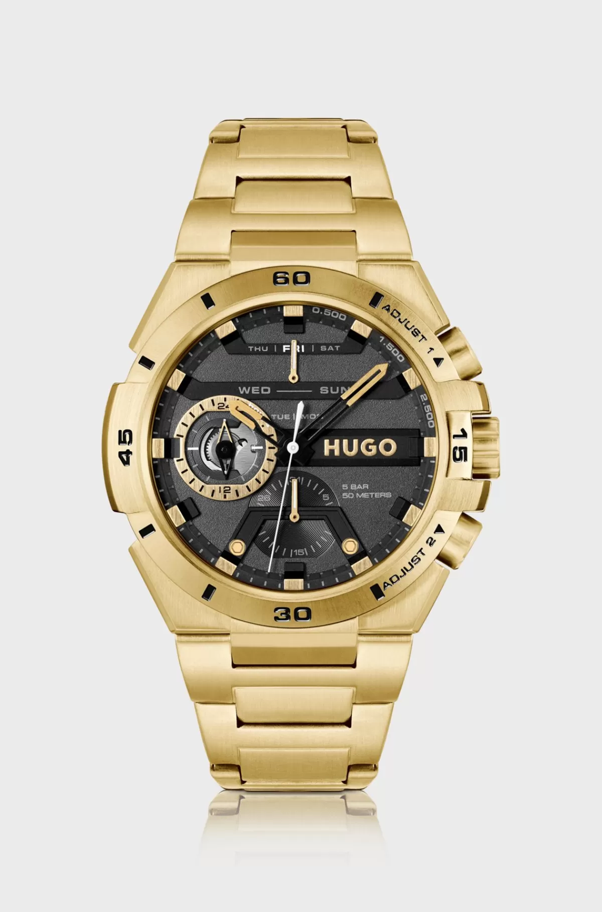 HUGO BOSS Ur I Gult Stål Med Sort Urskive Guld Best