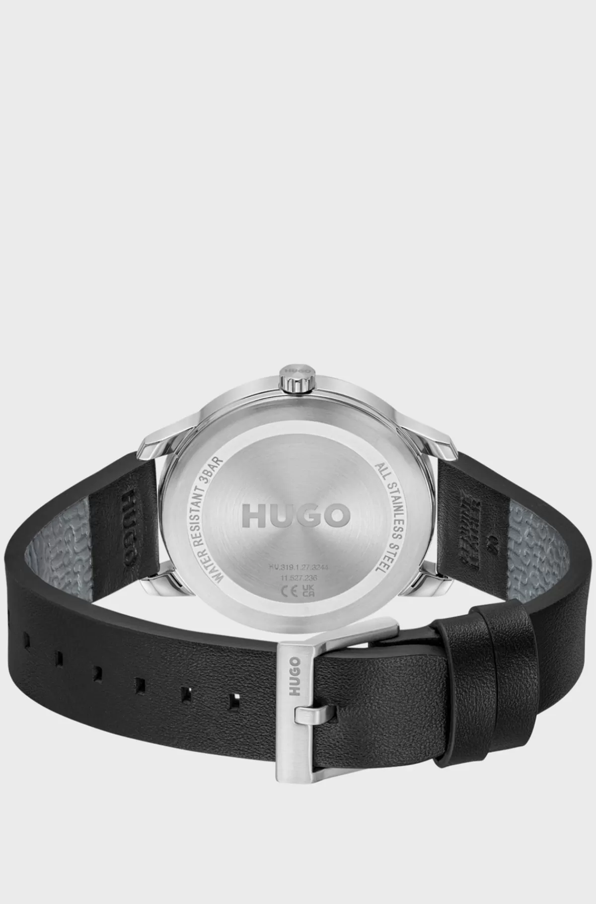 HUGO BOSS Ur I Rustfrit Stål Med Læderrem Sort Outlet