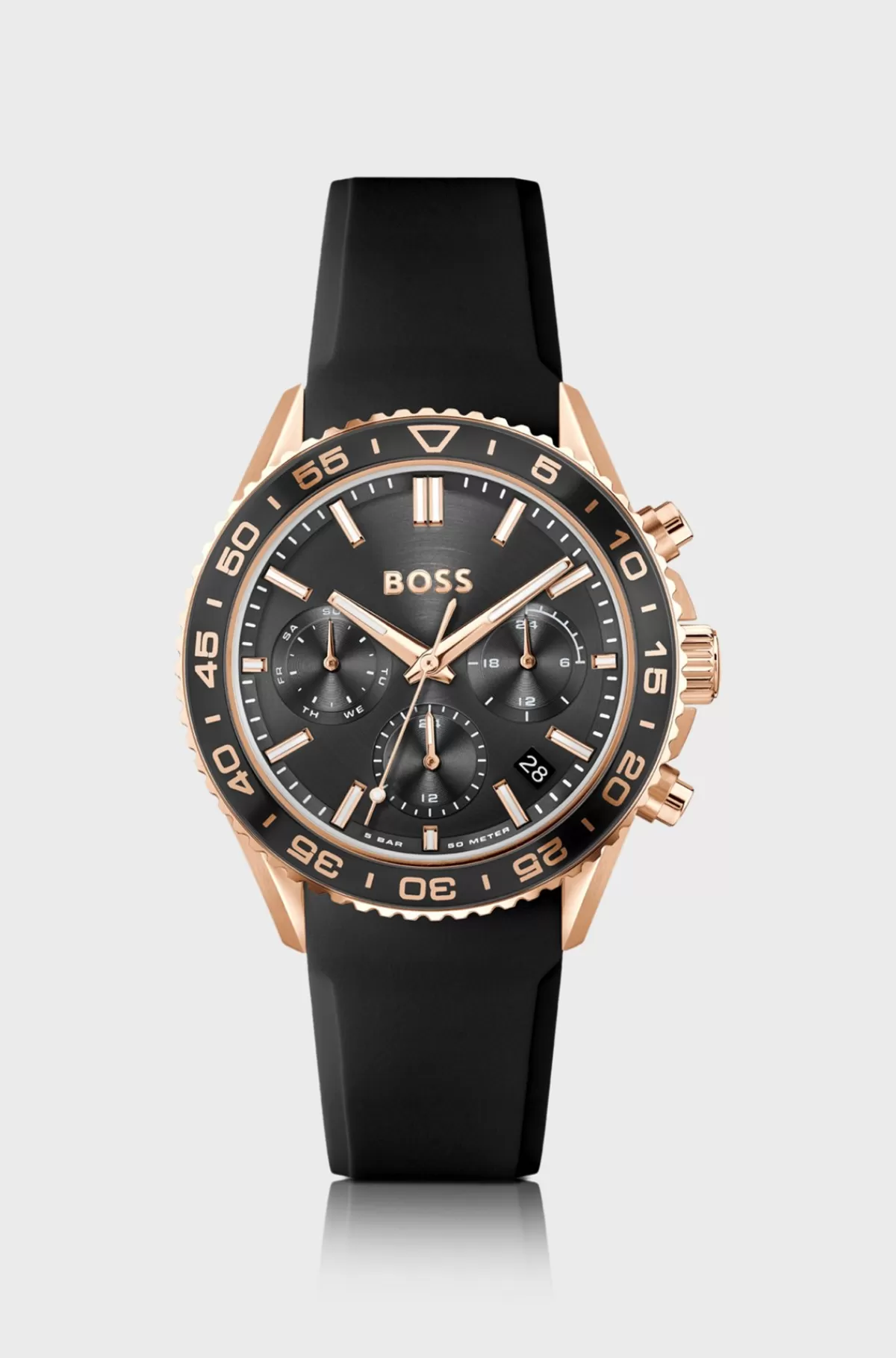 HUGO BOSS Ur Med Carnation-guld-effekt Og Silikonerem Sort Online