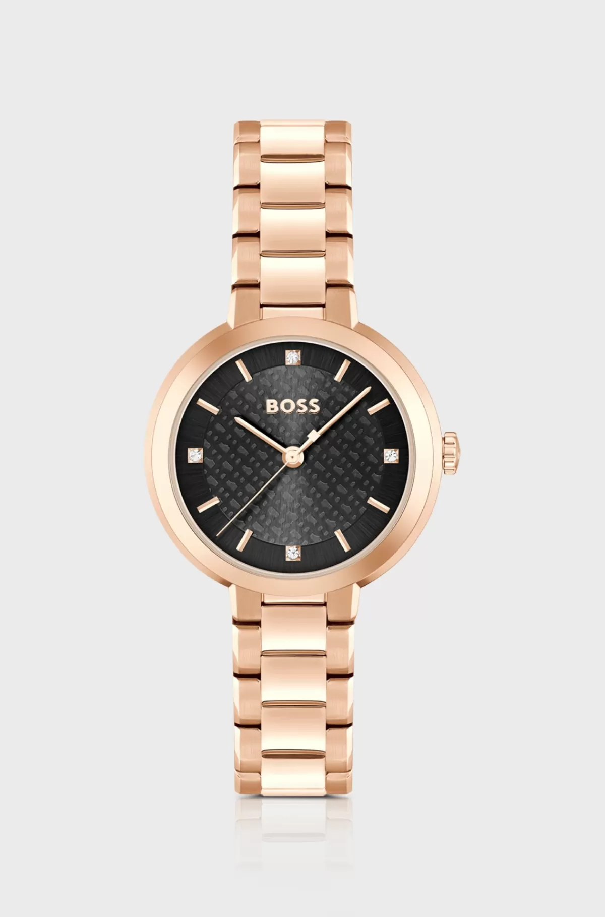 HUGO BOSS Ur Med Krystalbesat Monogramurskive Og Lænkerem Guld New