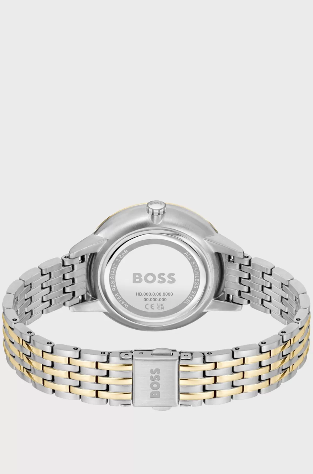 HUGO BOSS Ur Med Krystaller Og Sort Urskive I Tofarvet Stål Guld Sale