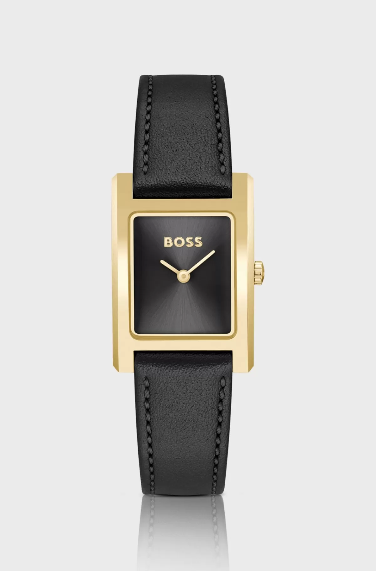 HUGO BOSS Ur Med Læderrem Og Børstet Urskive Sort Flash Sale