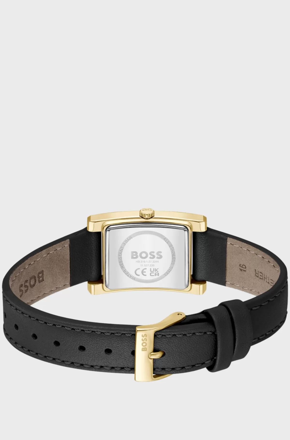 HUGO BOSS Ur Med Læderrem Og Børstet Urskive Sort Flash Sale