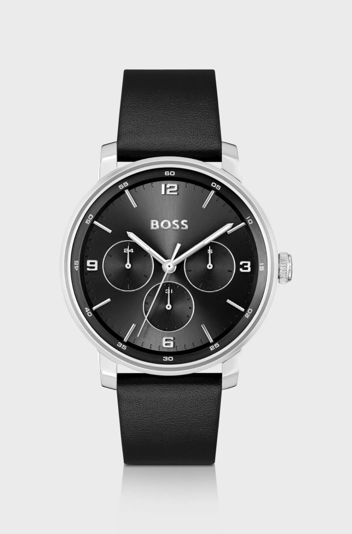 HUGO BOSS Ur Med Læderrem Og Urskive Sort Sale