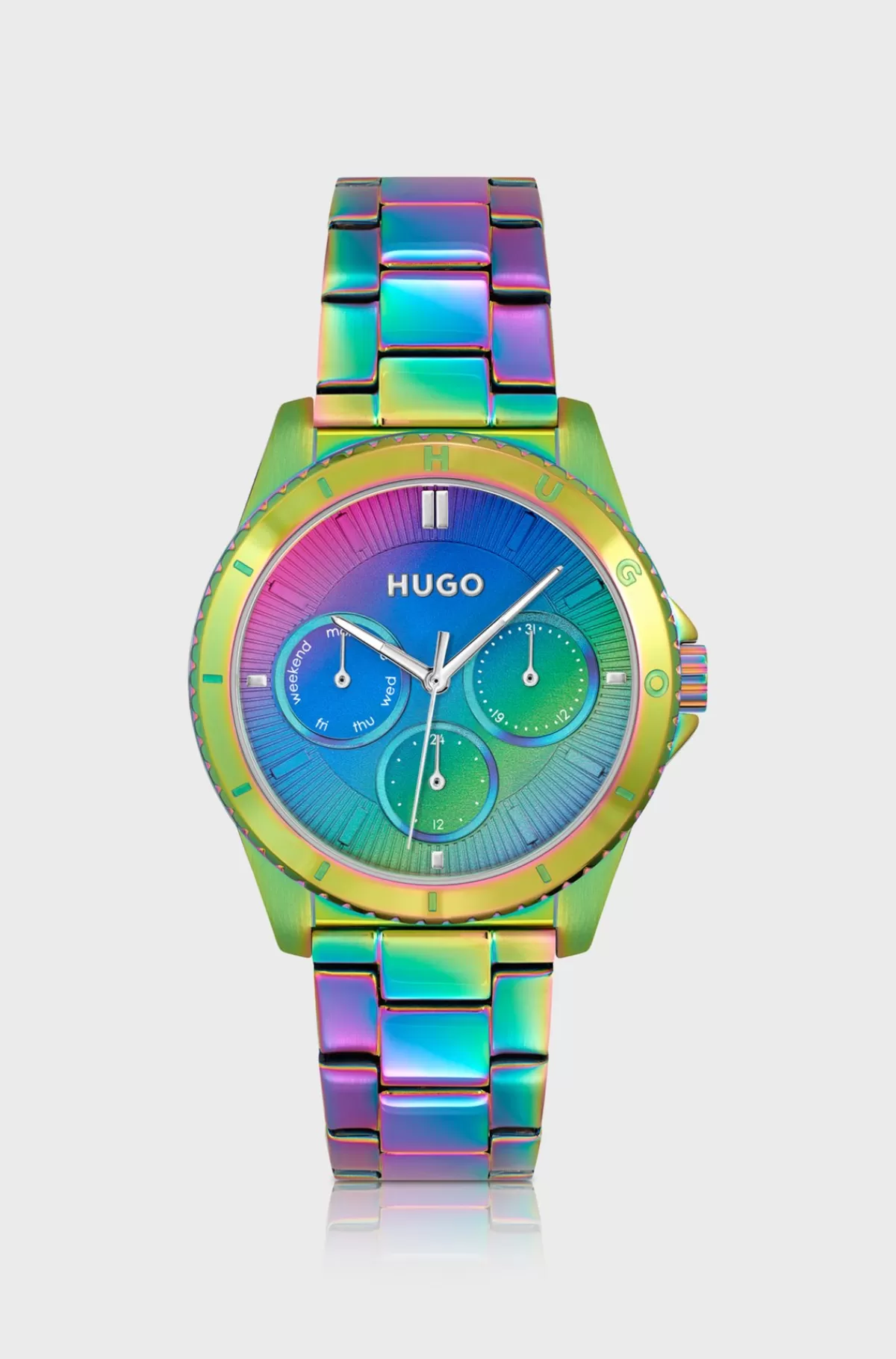 HUGO BOSS Ur Med Leddelt Rem I Regnbuefarvet Stål Guld Best