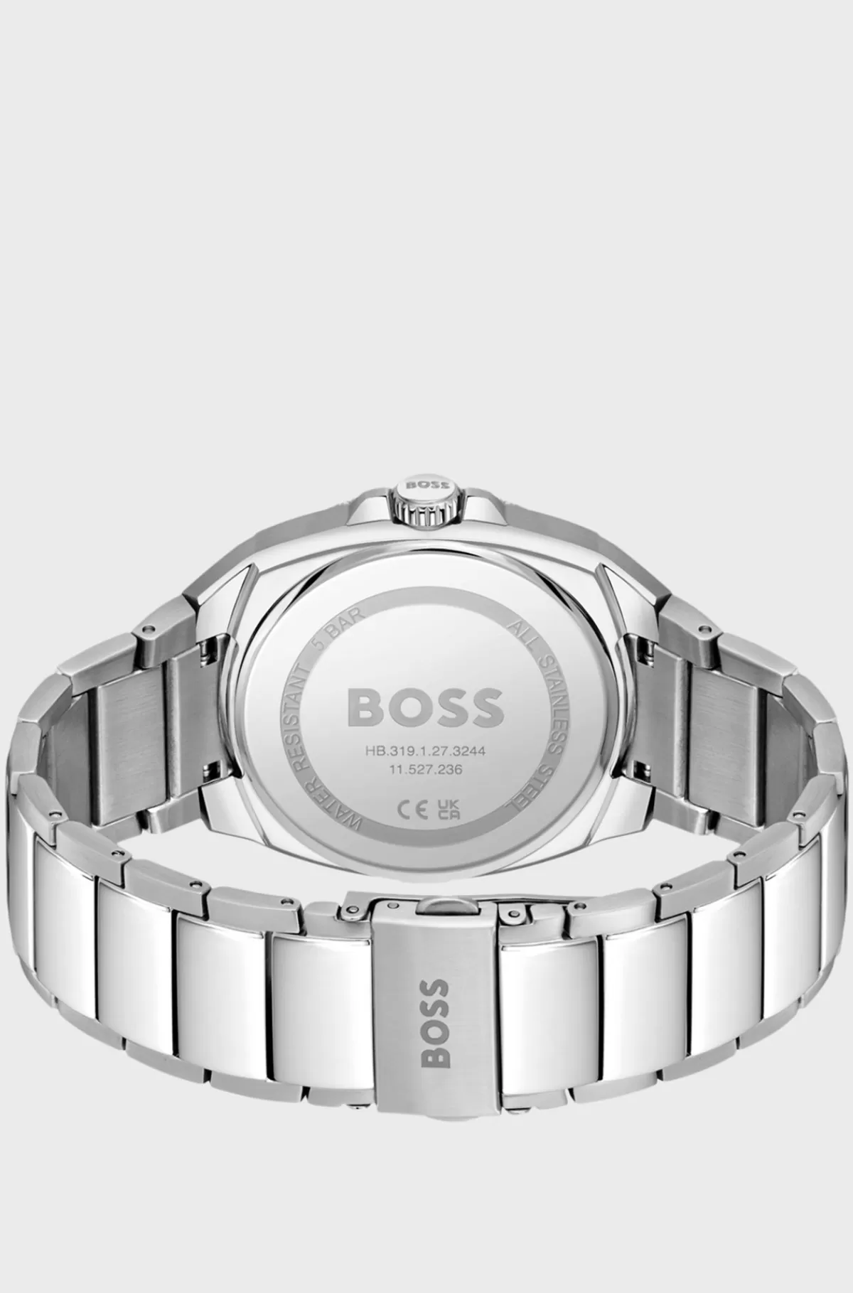 HUGO BOSS Ur Med Lænkerem Og Sort Urskive Med Guillochering Sølv Best