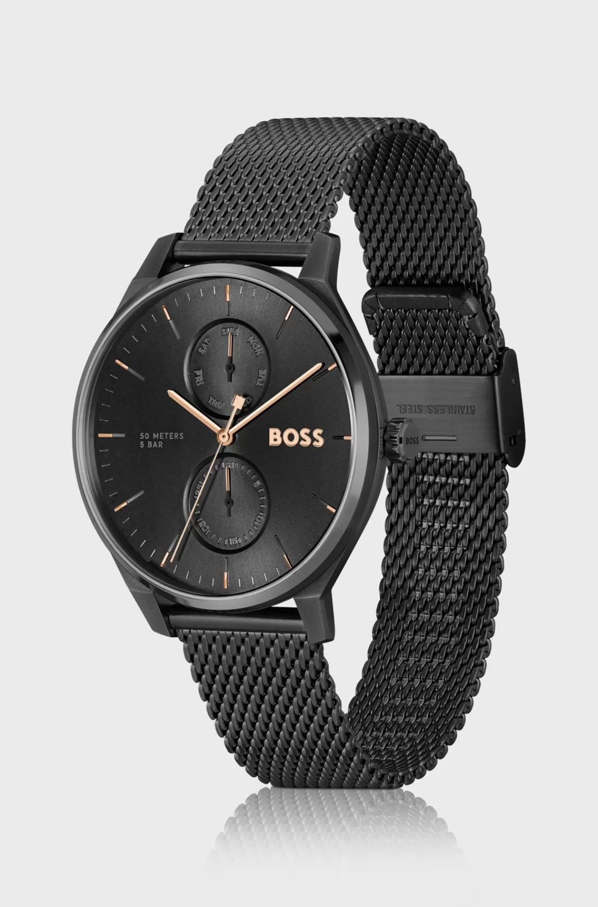 HUGO BOSS Ur Med Meshrem Og Urskive Sort Clearance
