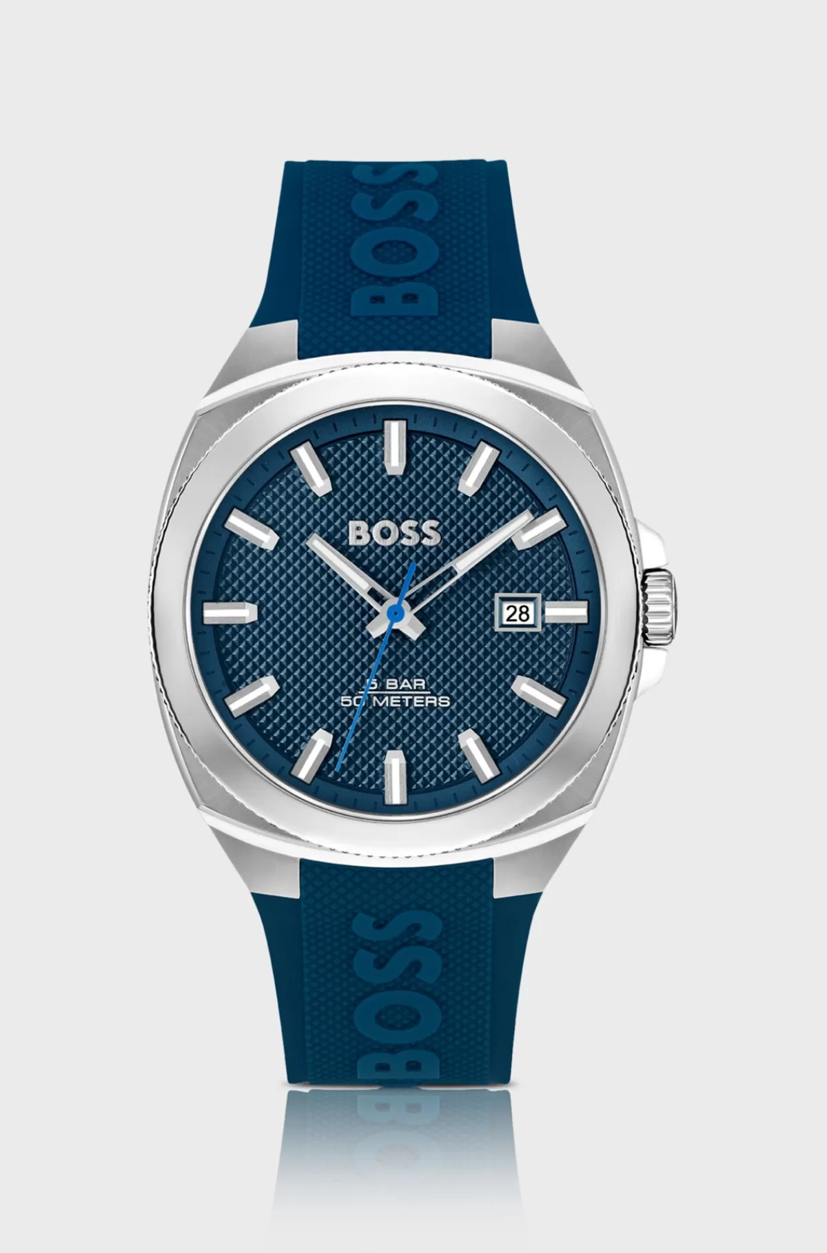 HUGO BOSS Ur Med Silikonerem Og Urskive Med Guillochering Blå Sale