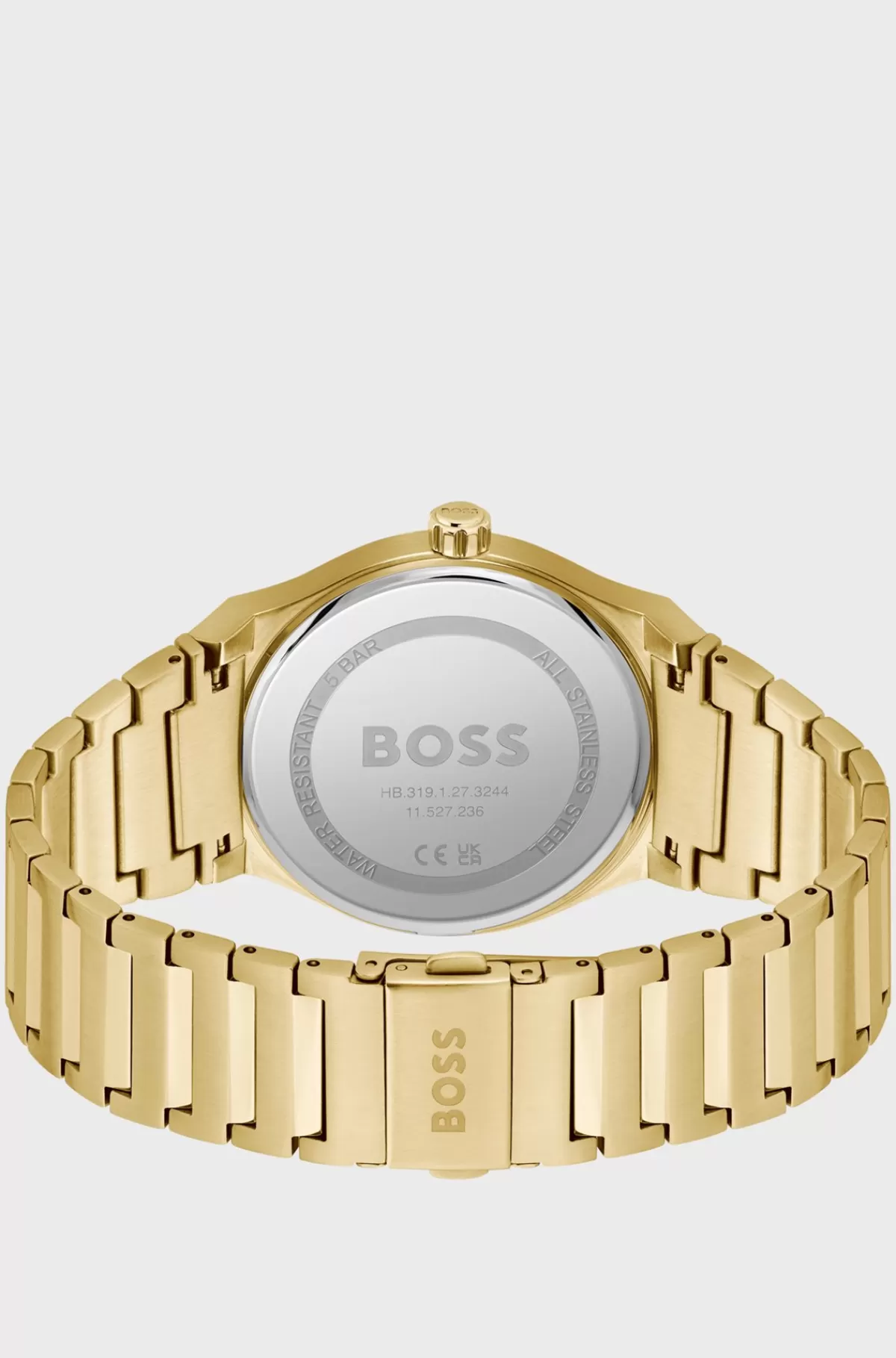 HUGO BOSS Ur Med Sort Urskive Og farvet Lænkerem Guld Clearance