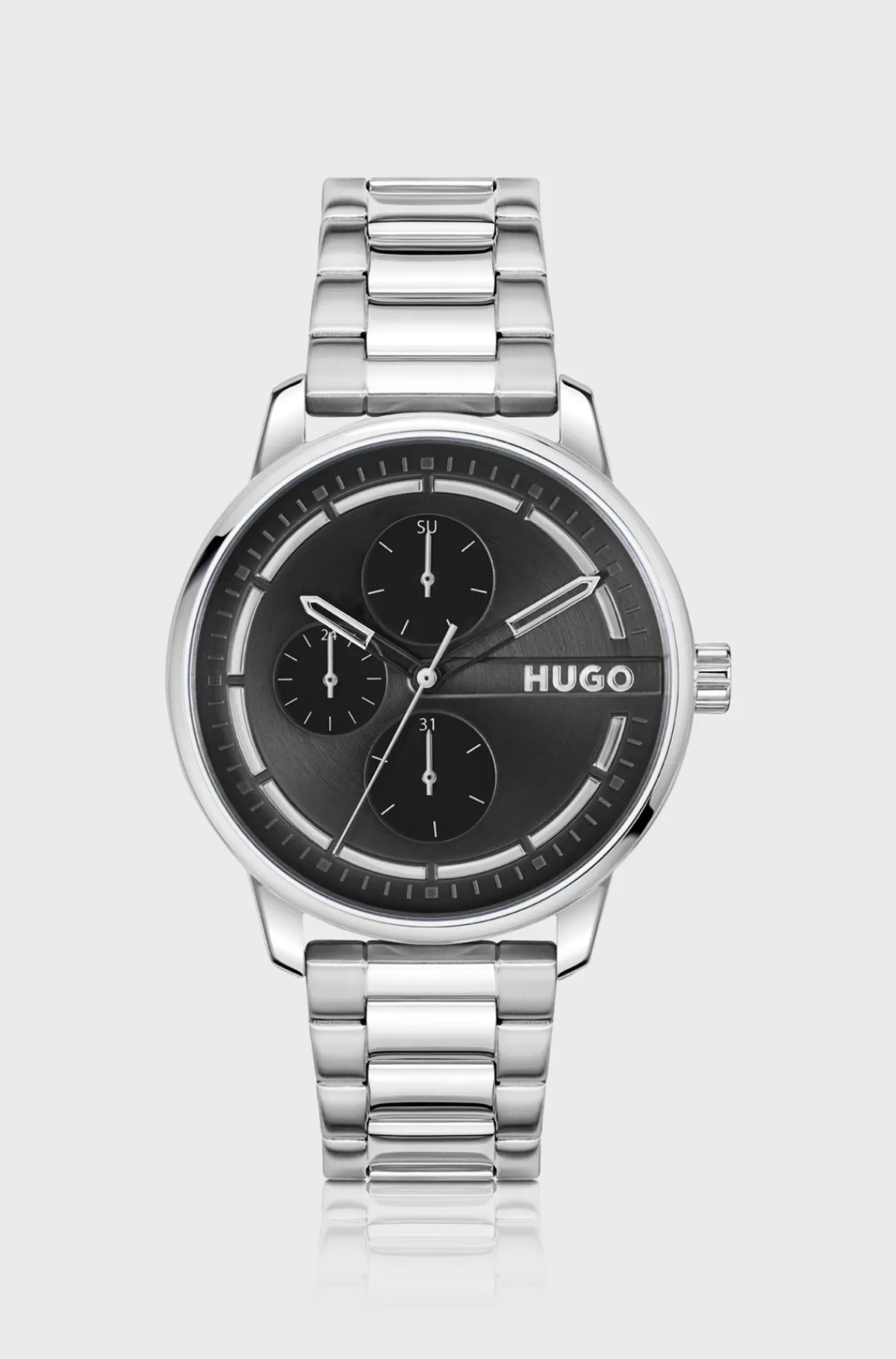 HUGO BOSS Ur Med Sort Urskive Og Lænkerem I Rustfrit Stål Sølv Online