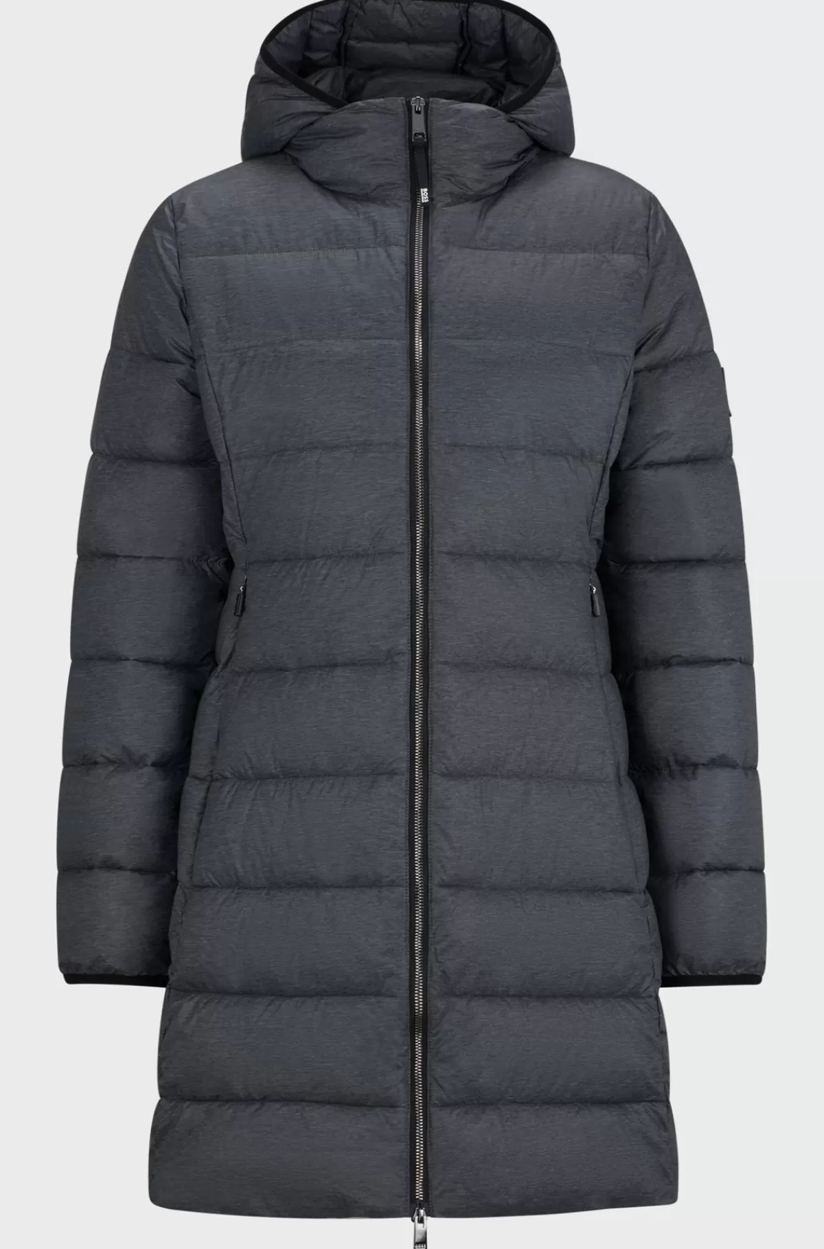 HUGO BOSS Vandafvisende Dynejakke Til Hestesport Med Hætte Og Justerbare Lynlåse Sølv Shop