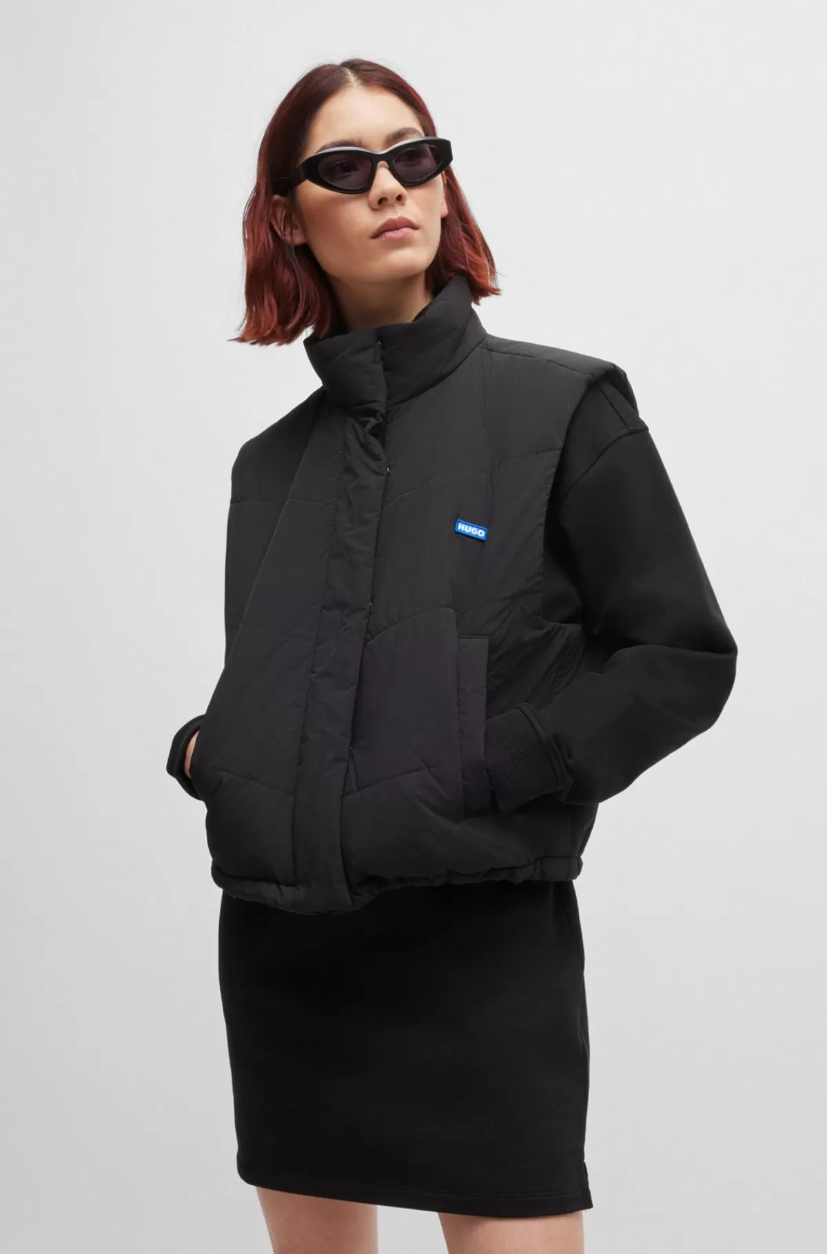 HUGO BOSS Vandafvisende Vest Med Blåt Logomærkat Sort Outlet