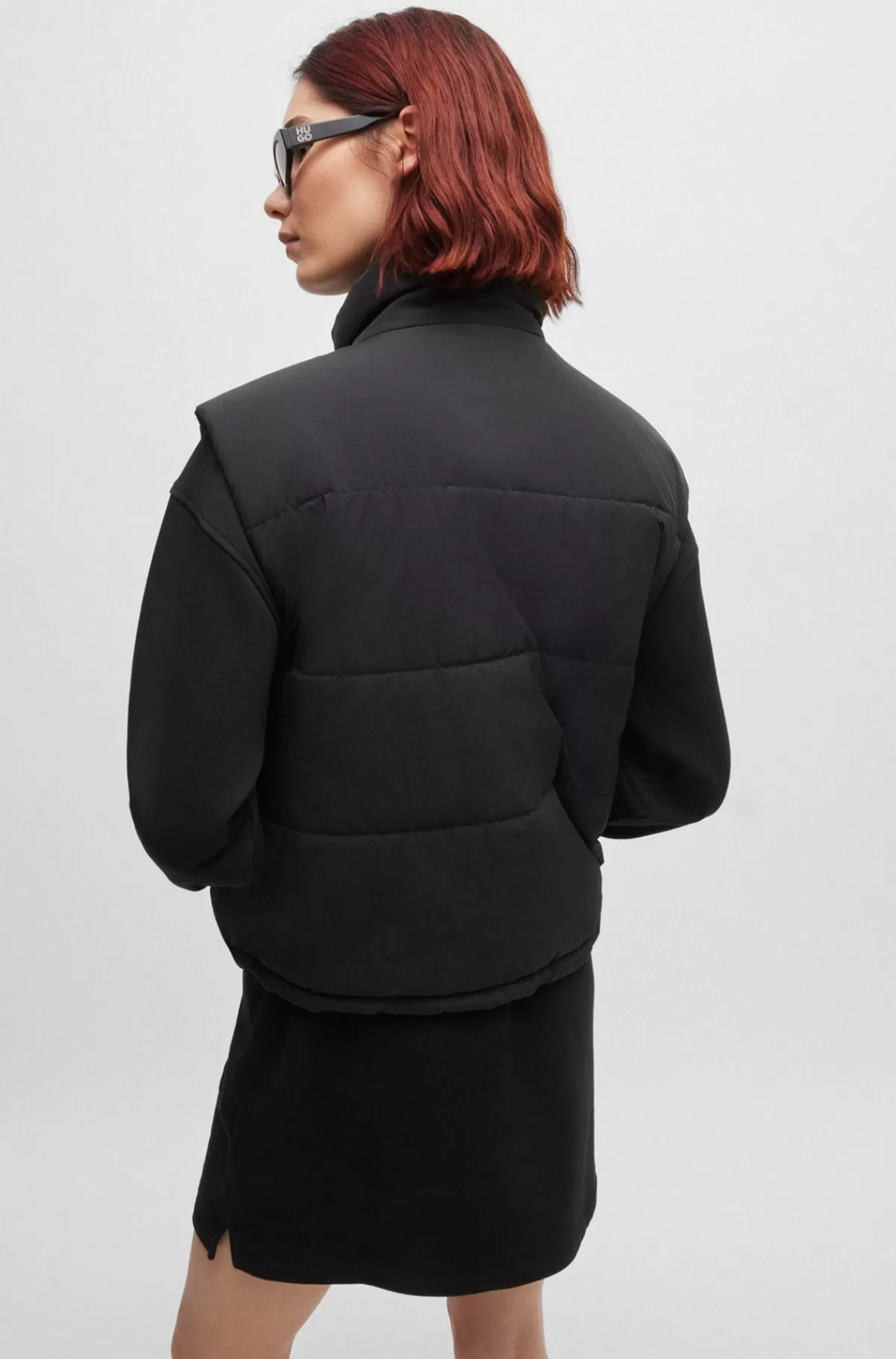 HUGO BOSS Vandafvisende Vest Med Blåt Logomærkat Sort Outlet