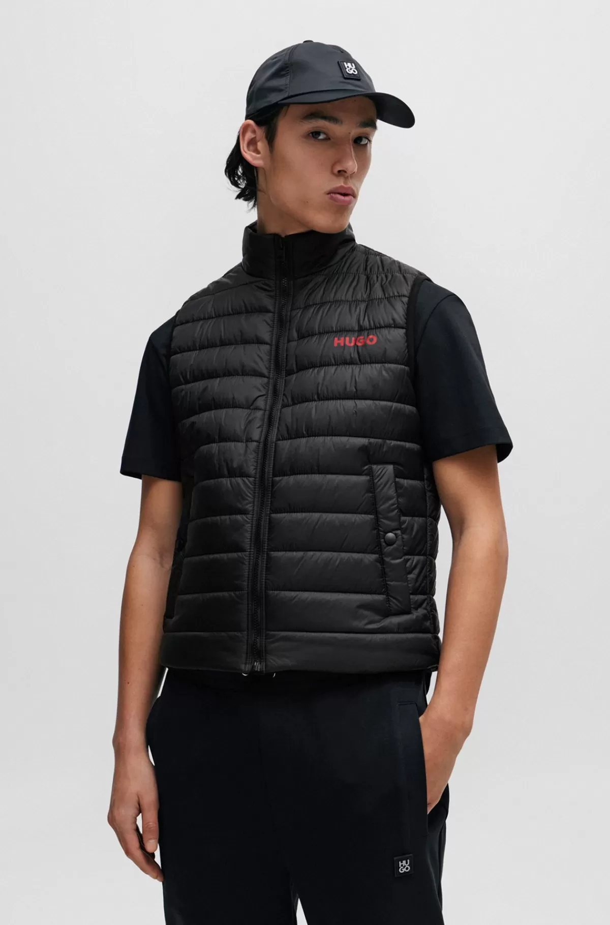 HUGO BOSS Vandafvisende Vest Med Kontrastlogo Sort Best