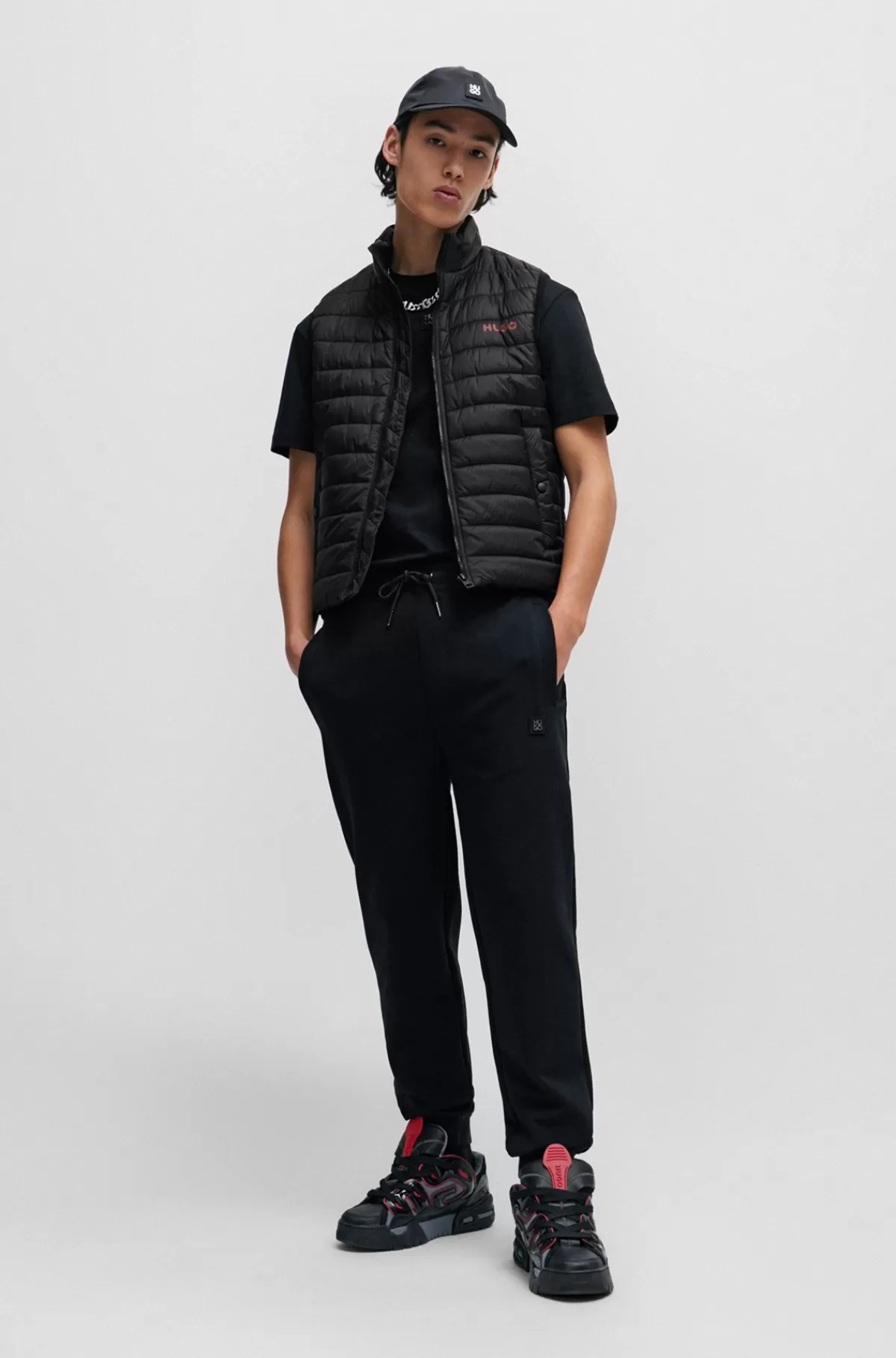HUGO BOSS Vandafvisende Vest Med Kontrastlogo Sort Best